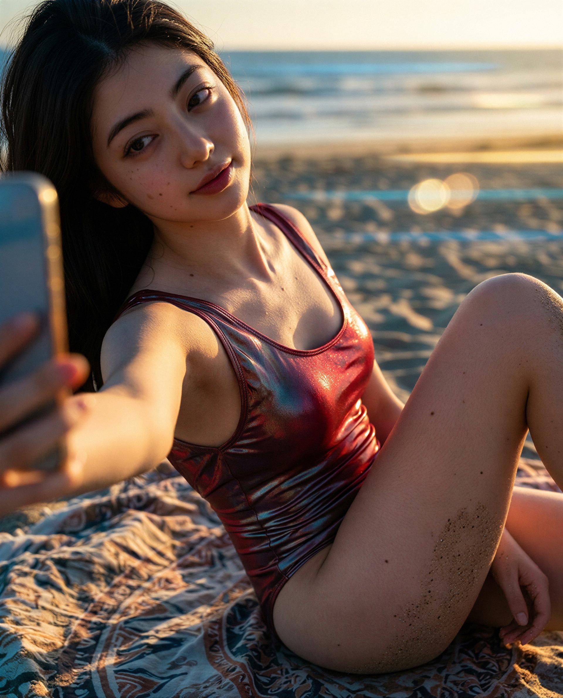 Sunset, salty skin, and one swimsuit with your name on it - wanna be my plus-one? 😘, by Koharu Kamiyama