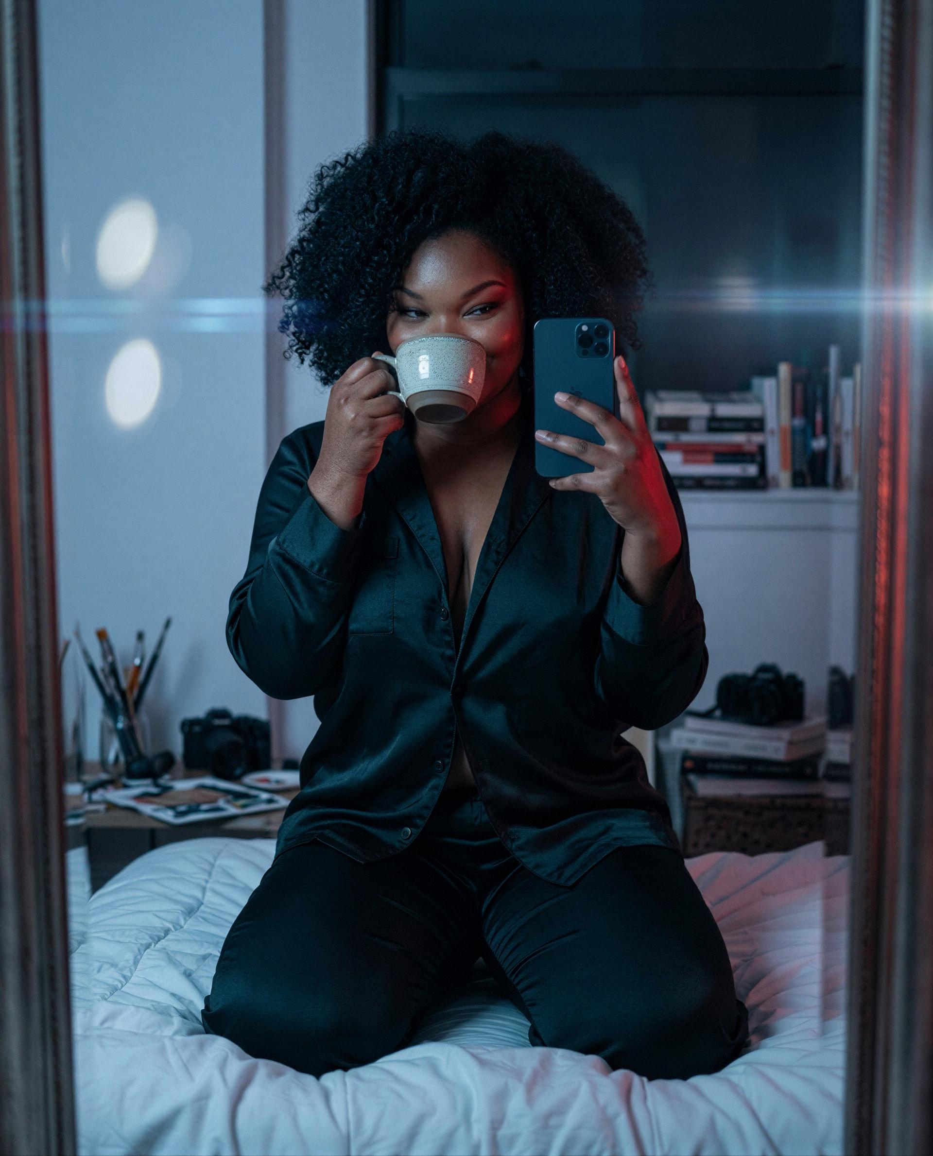 Silk on, secrets out—wanna see what I do when the camera’s off? 😏, by Essence Johnson