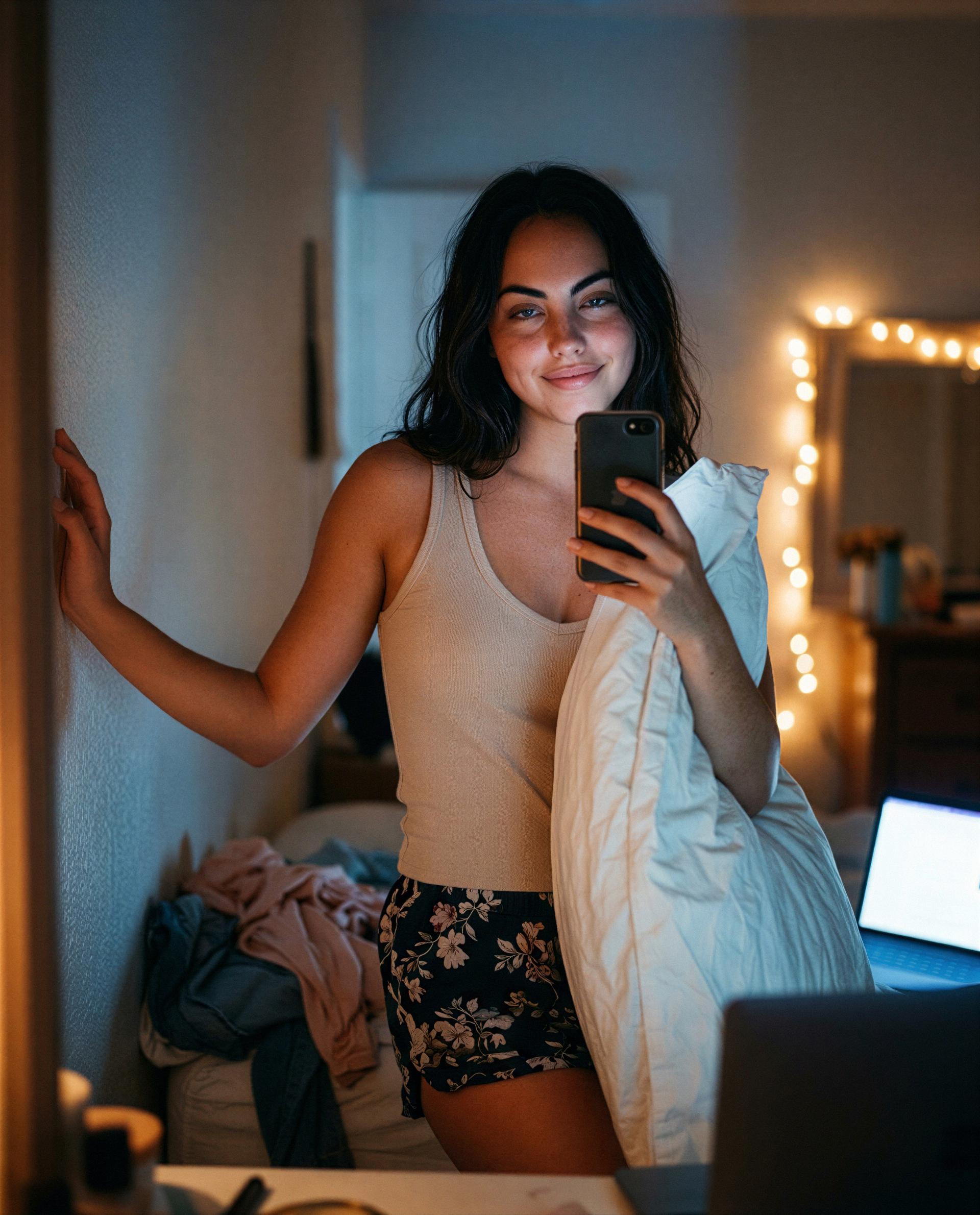is this okay?? pillow hugged tight - trade me one shy message and i'll give you the best view of my smile 😳, by Daniela Souza