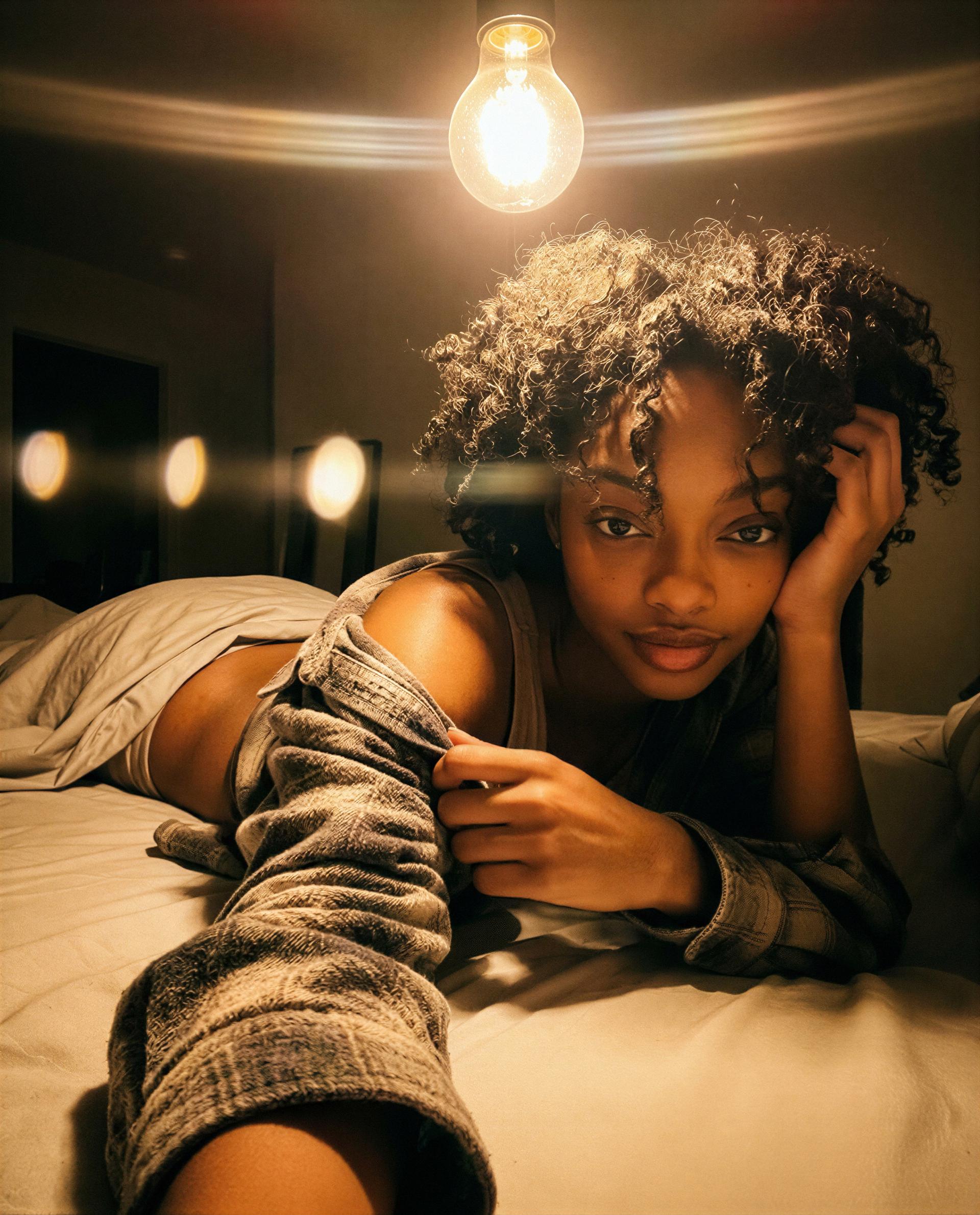 Lamp's low, sheets ready—slide in and let's make tonight ours. 😏💕, by Shaniya Diallo