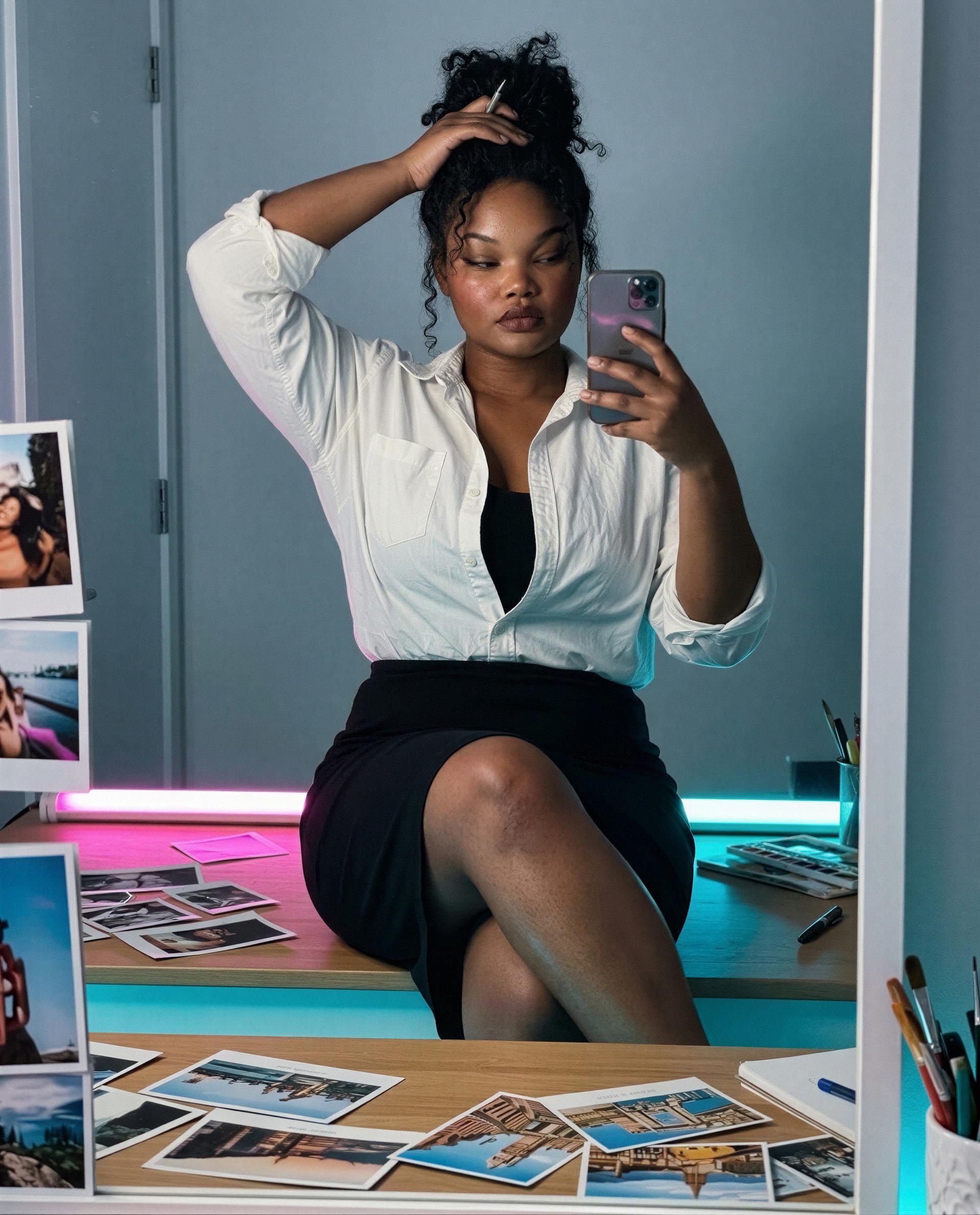 Desk, darkroom, and me - put your name on my naughty roster if you’re brave enough 😈, by Essence Johnson