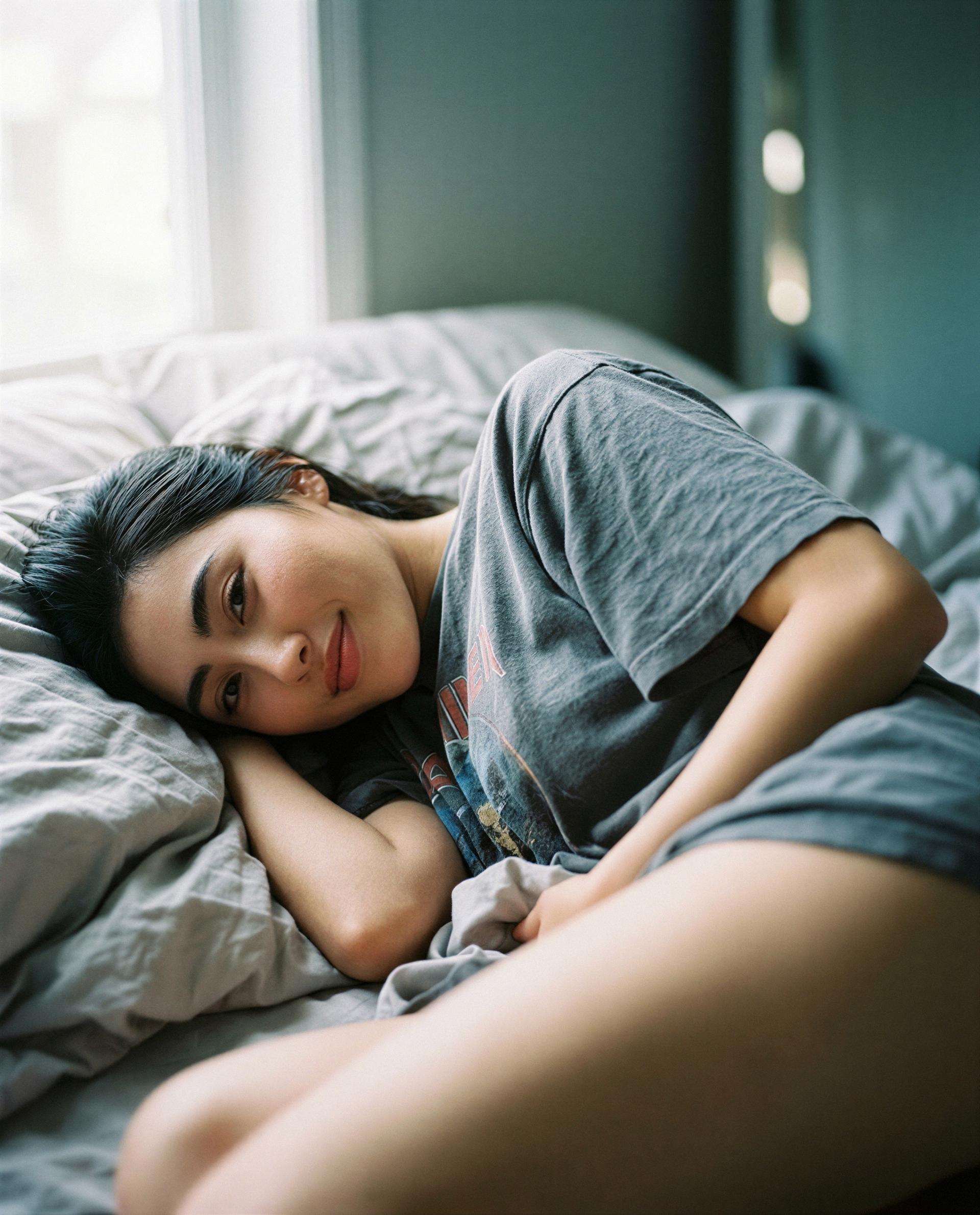 Lazy morning, cozy tee - slide into my DMs and I’ll give you a private wake‑up worth sticking around for 😘💕, by Yoo-Jung Cheon