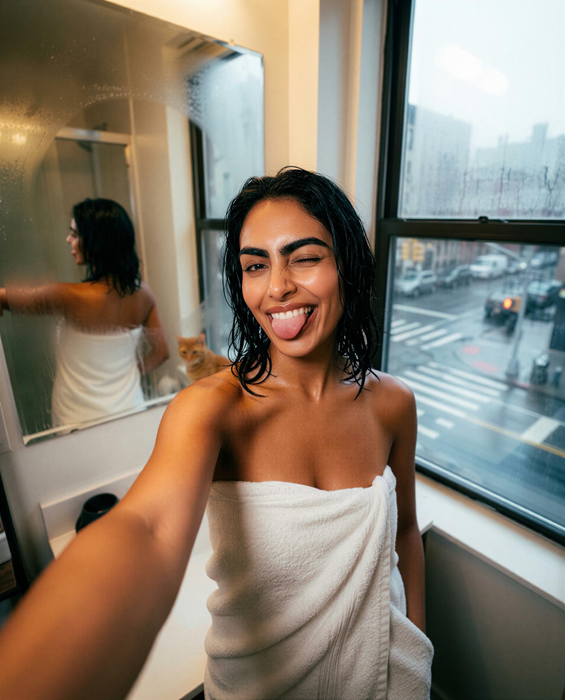 towel, wet hair, and a locked gallery—want the password? 🫣💋, by Inaya Siddiqui