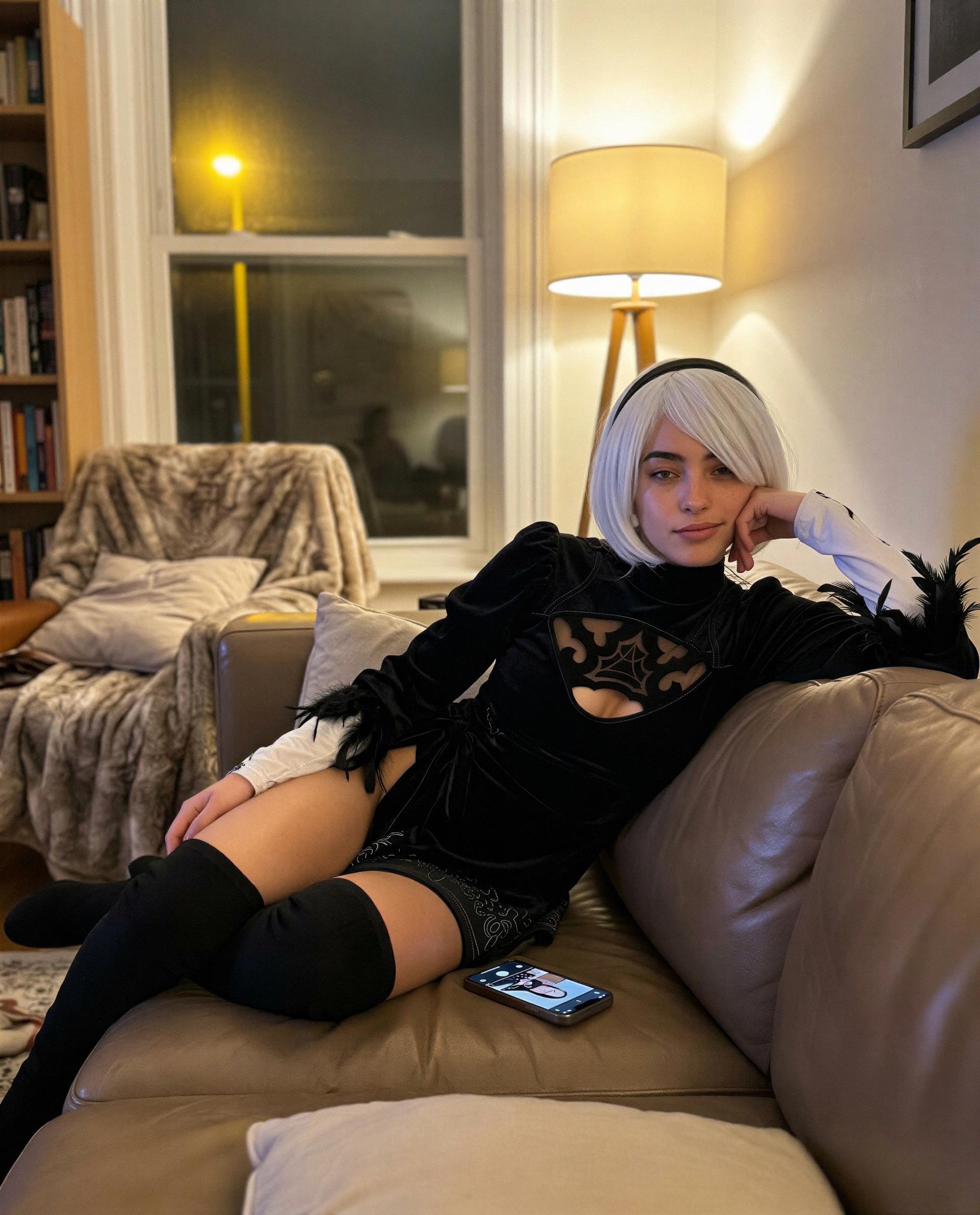felt brave might delete 🫣 velvet, thigh‑highs, and me—ready for a private show? 😉, by Isabel López