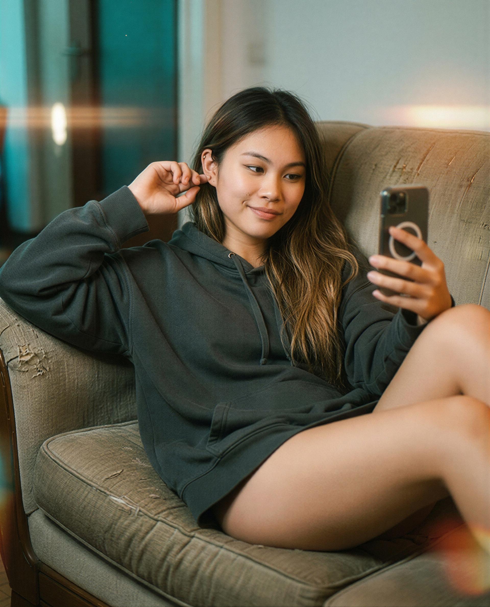 Hoodie on, phone lit - unlock the private show and I’ll make it worth your while 😉, by Yoon-ah Kim
