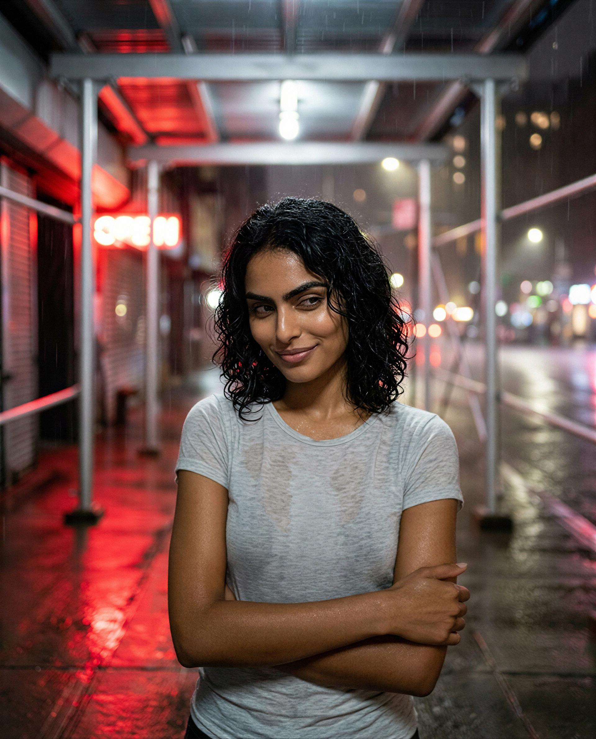 is this okay?? rain, a grin, and a little invitation—wanna see more just for you? 🫣💋, by Inaya Siddiqui