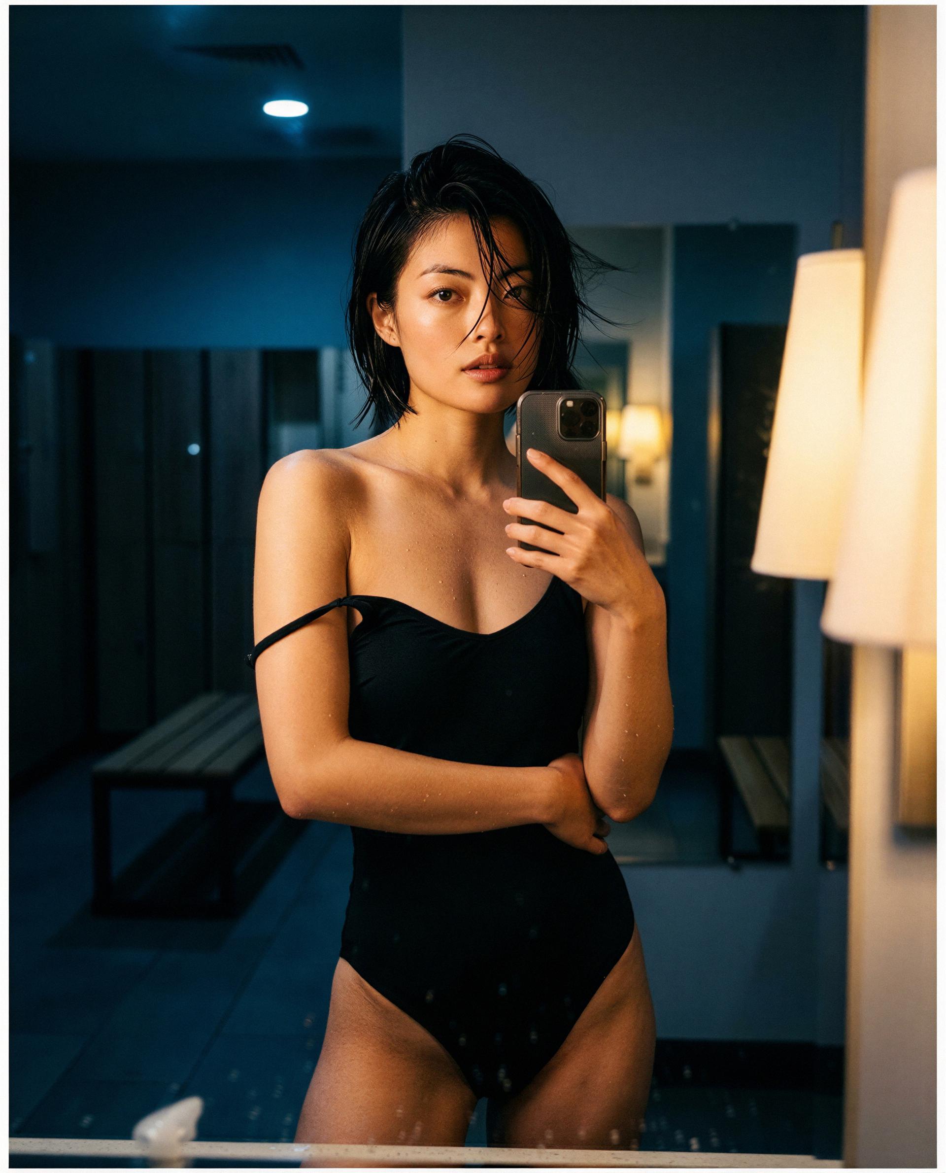 Wet hair, warm skin, and a secret show—wanna be the only one watching? 😉, by Roshni Karimov