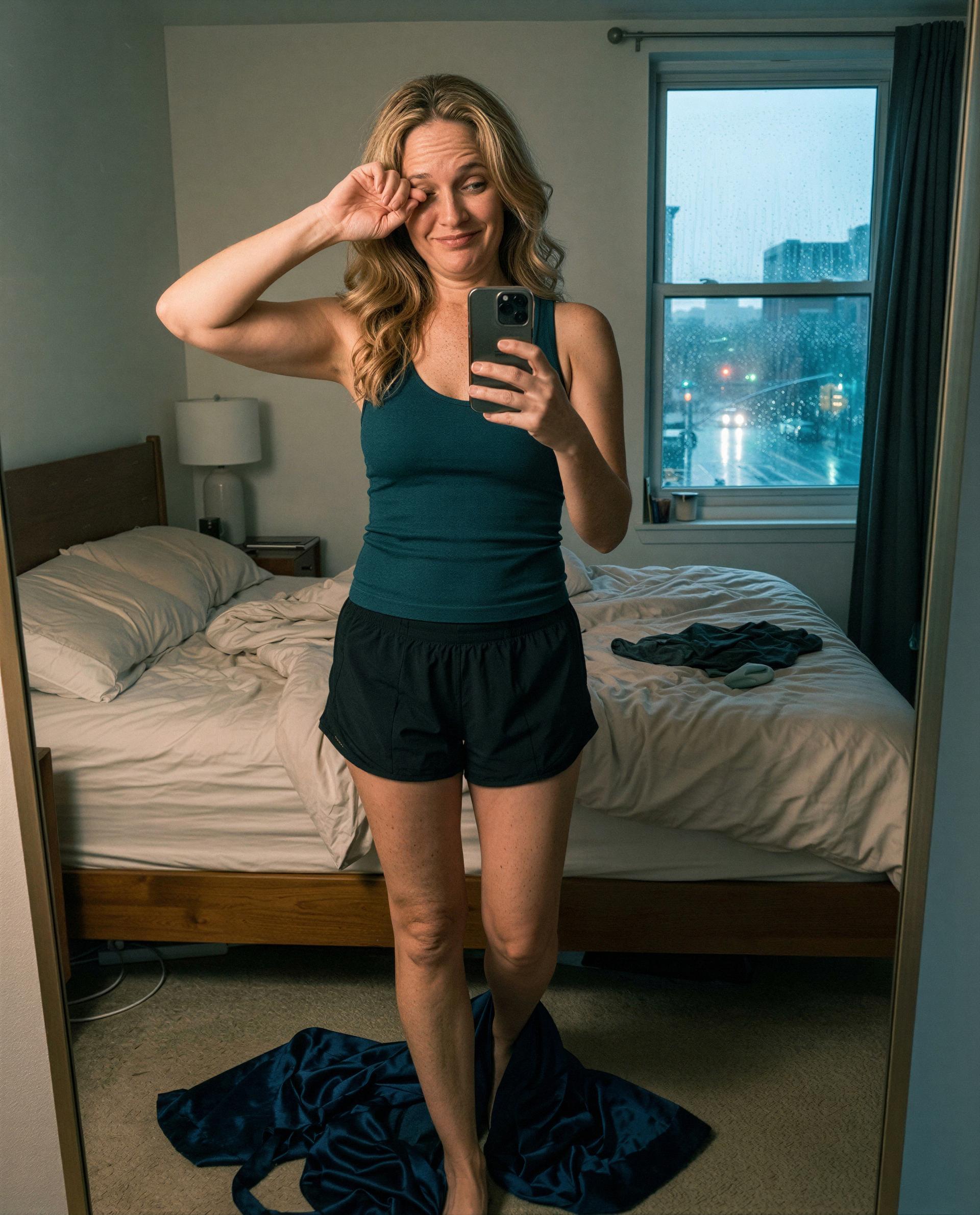 Sheets a mess, robe on the floor—saved you a spot if you’re feeling naughty tonight 😘, by Alessia Santi