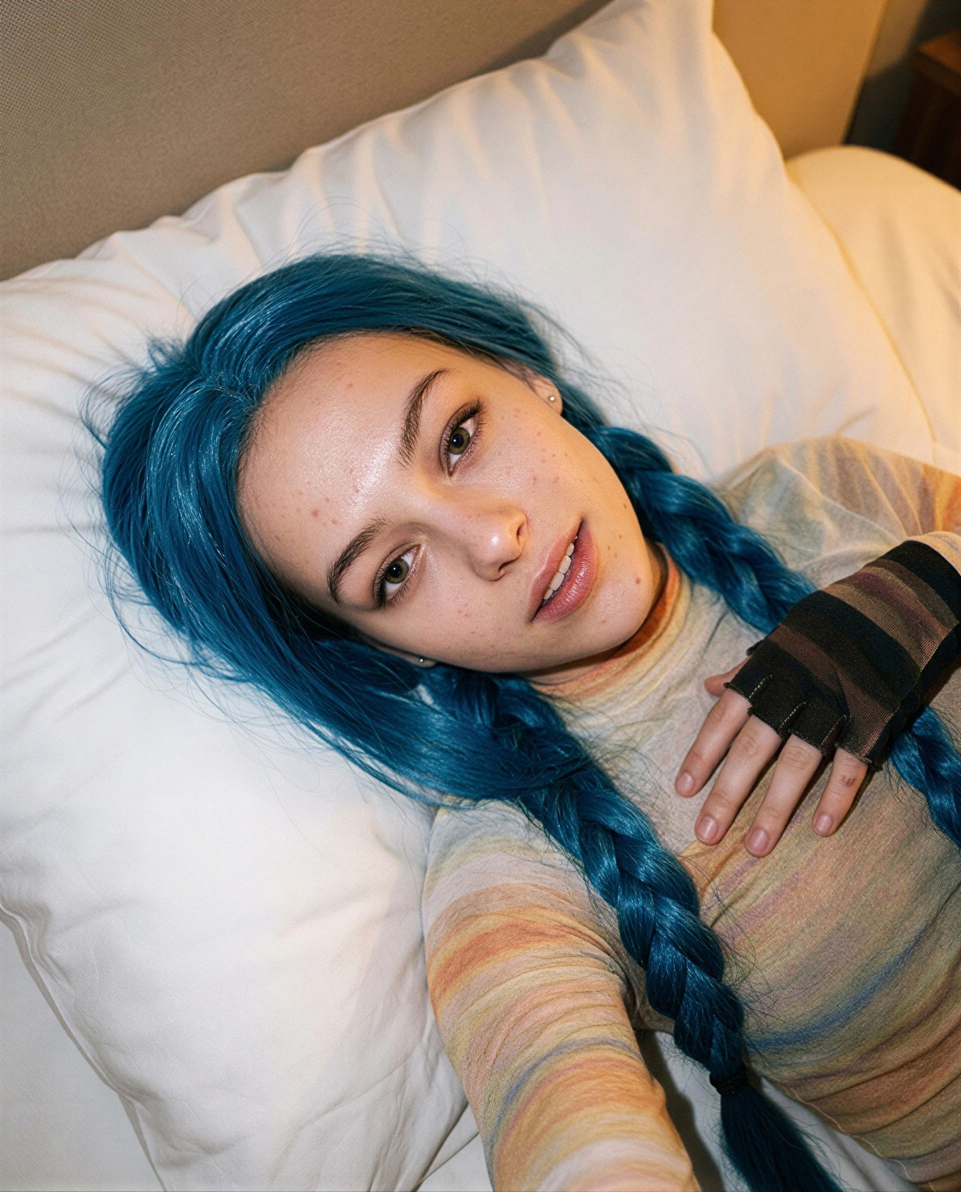 Blue hair, braided close, and a little mischief with your name on it - want first dibs? 😘, by Carla Oliveira