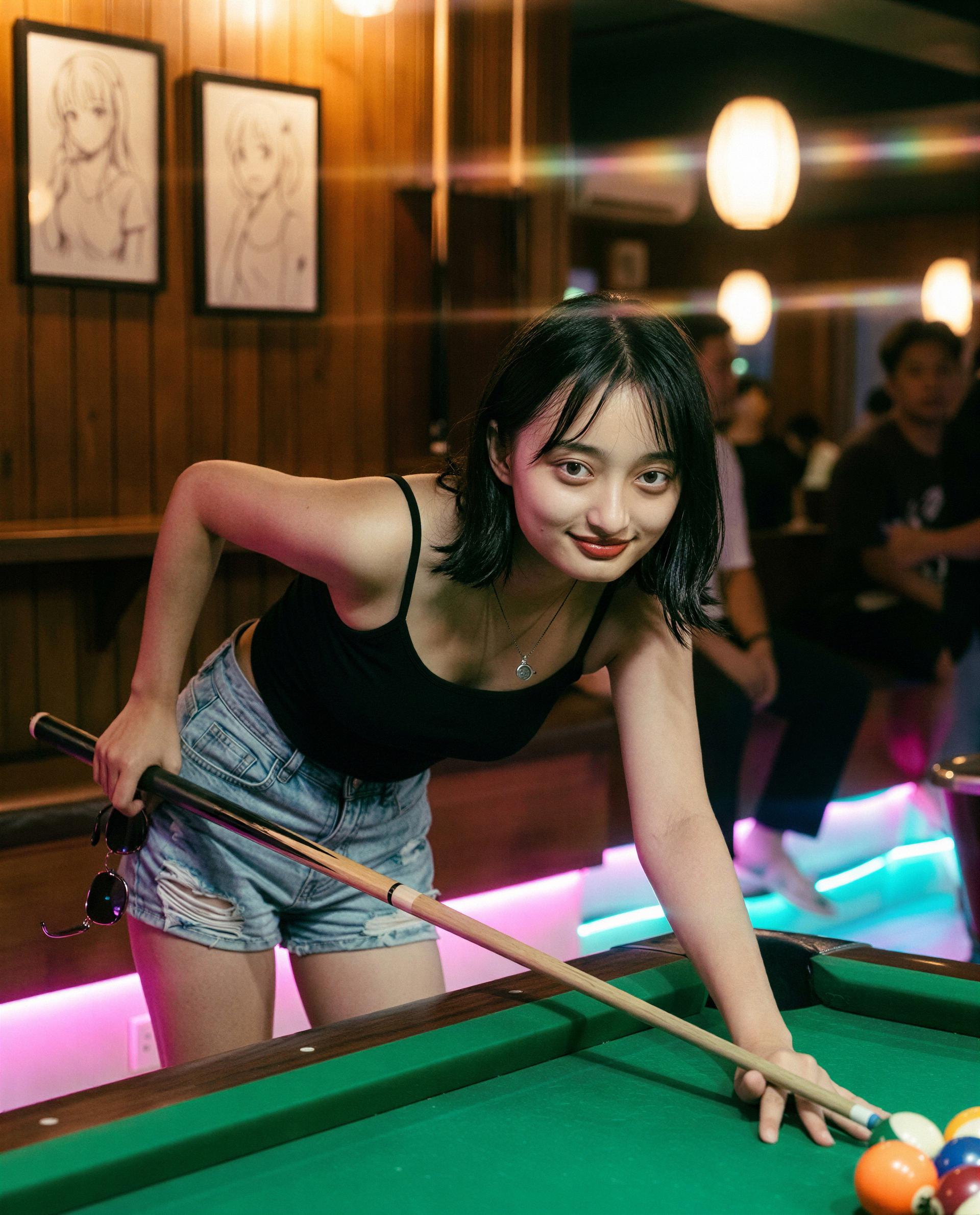 i’m aiming for keeps - wanna be my secret opponent tonight? 🥺🎱, by Momoko Abe