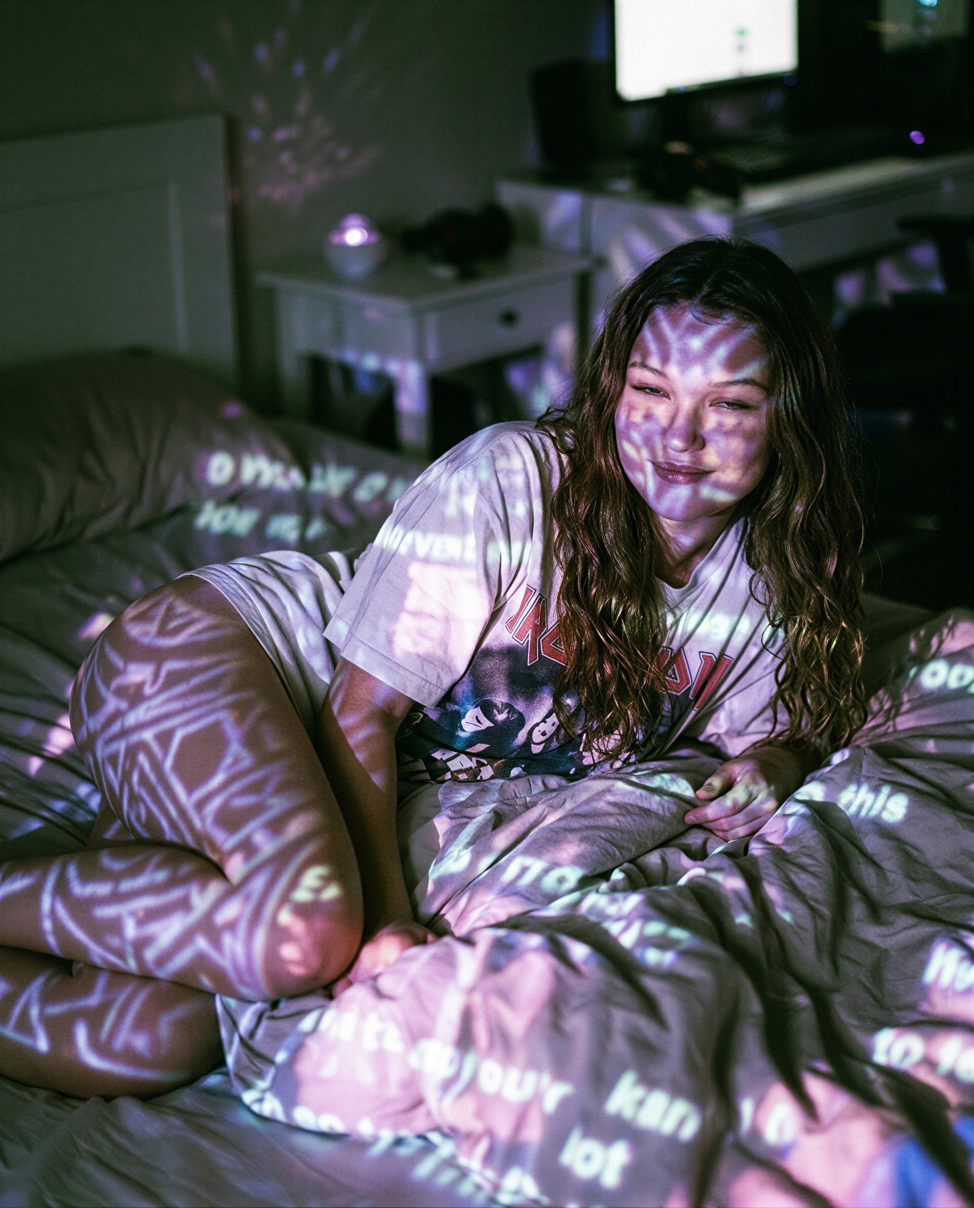 Projecting secrets across my skin - want the password, baby? 🔐💕, by Van Vu