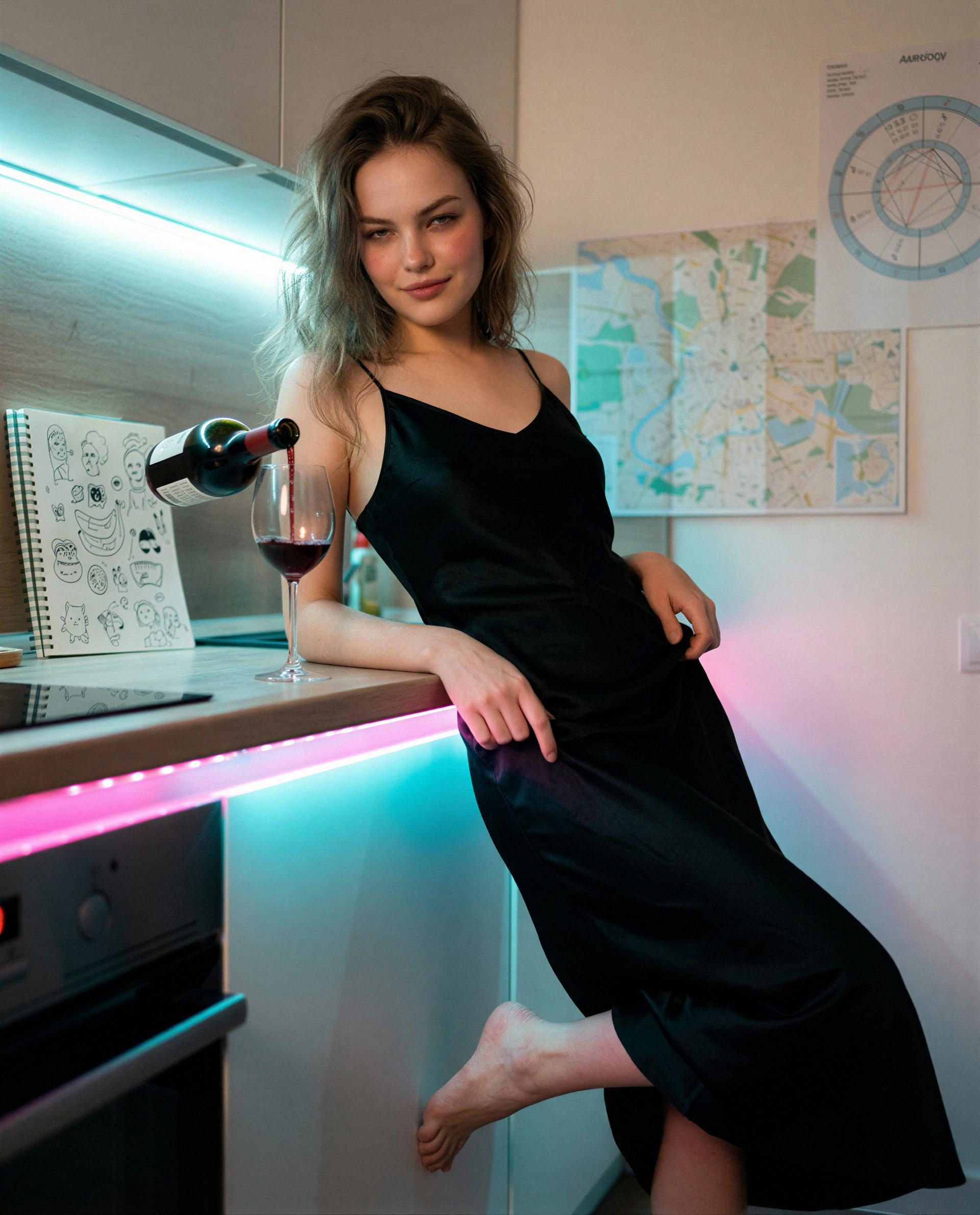 Tip the bottle and I’ll make the rest of the night worth every penny—ready to risk it? 😈🍷💸, by Margarida Martins