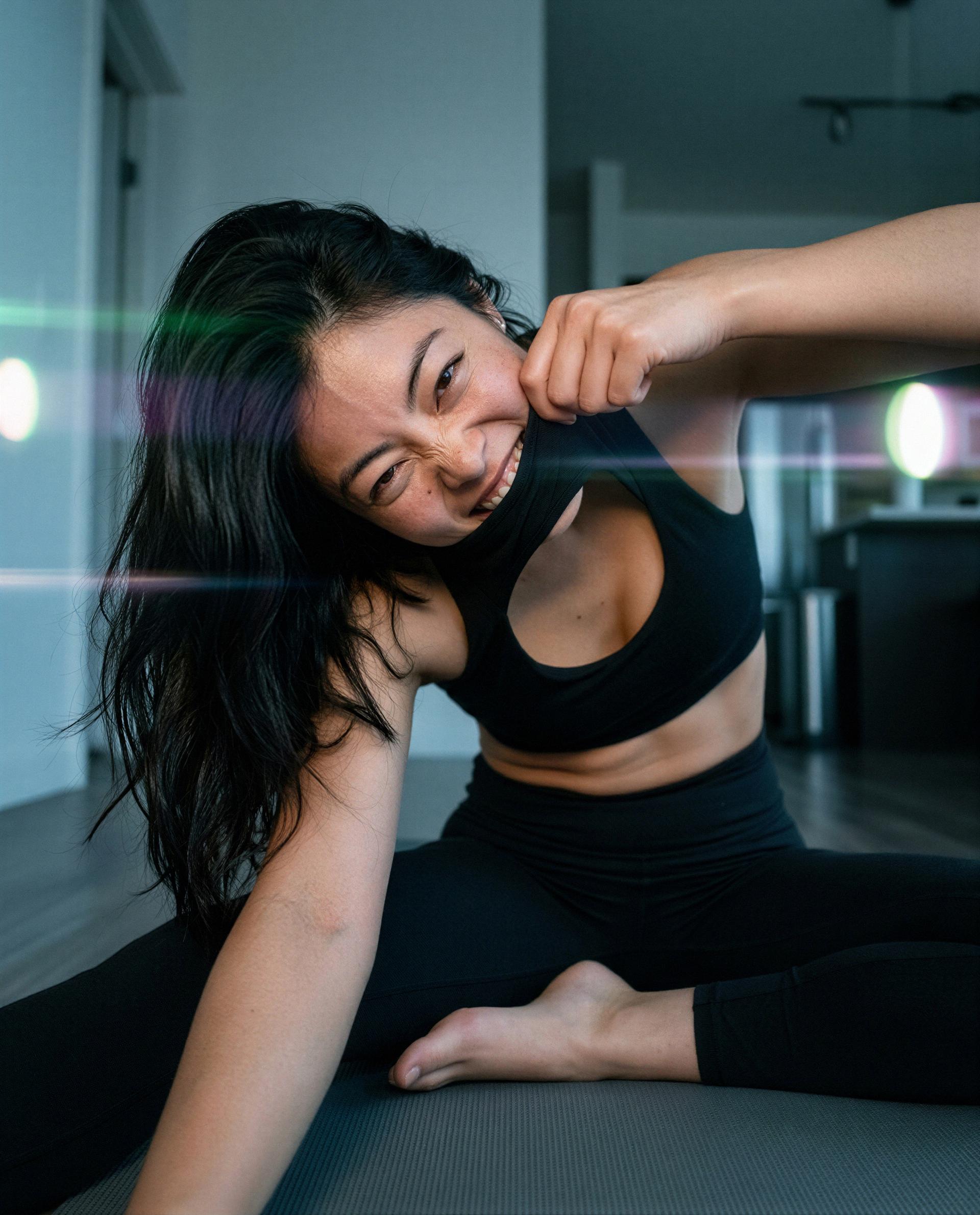 Finished my stretch - saved you a spot on my mat, come claim your private reward 😘, by Roshni Karimov