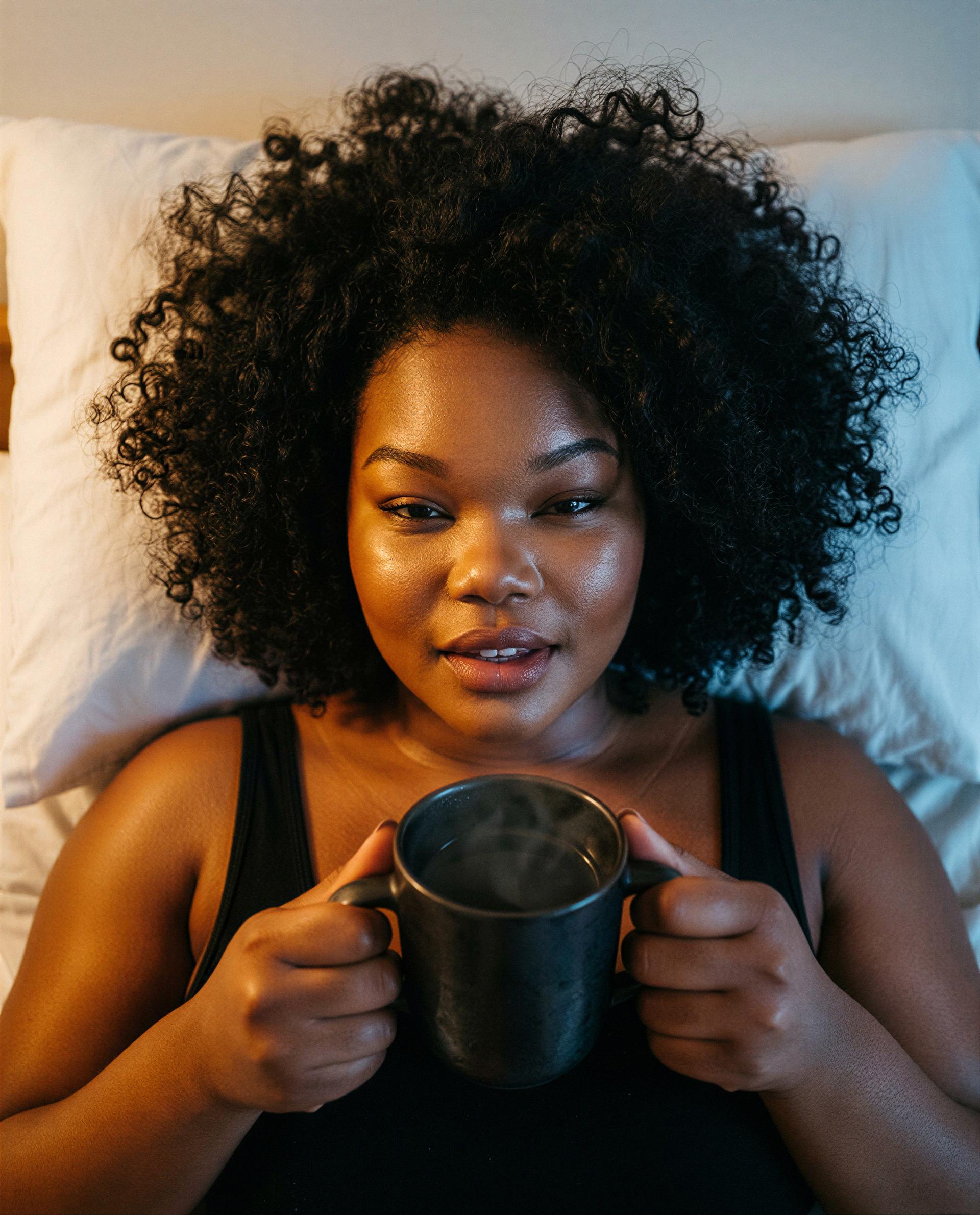 Cup in hand, intentions out—care to join my little morning mischief? 😉, by Essence Johnson