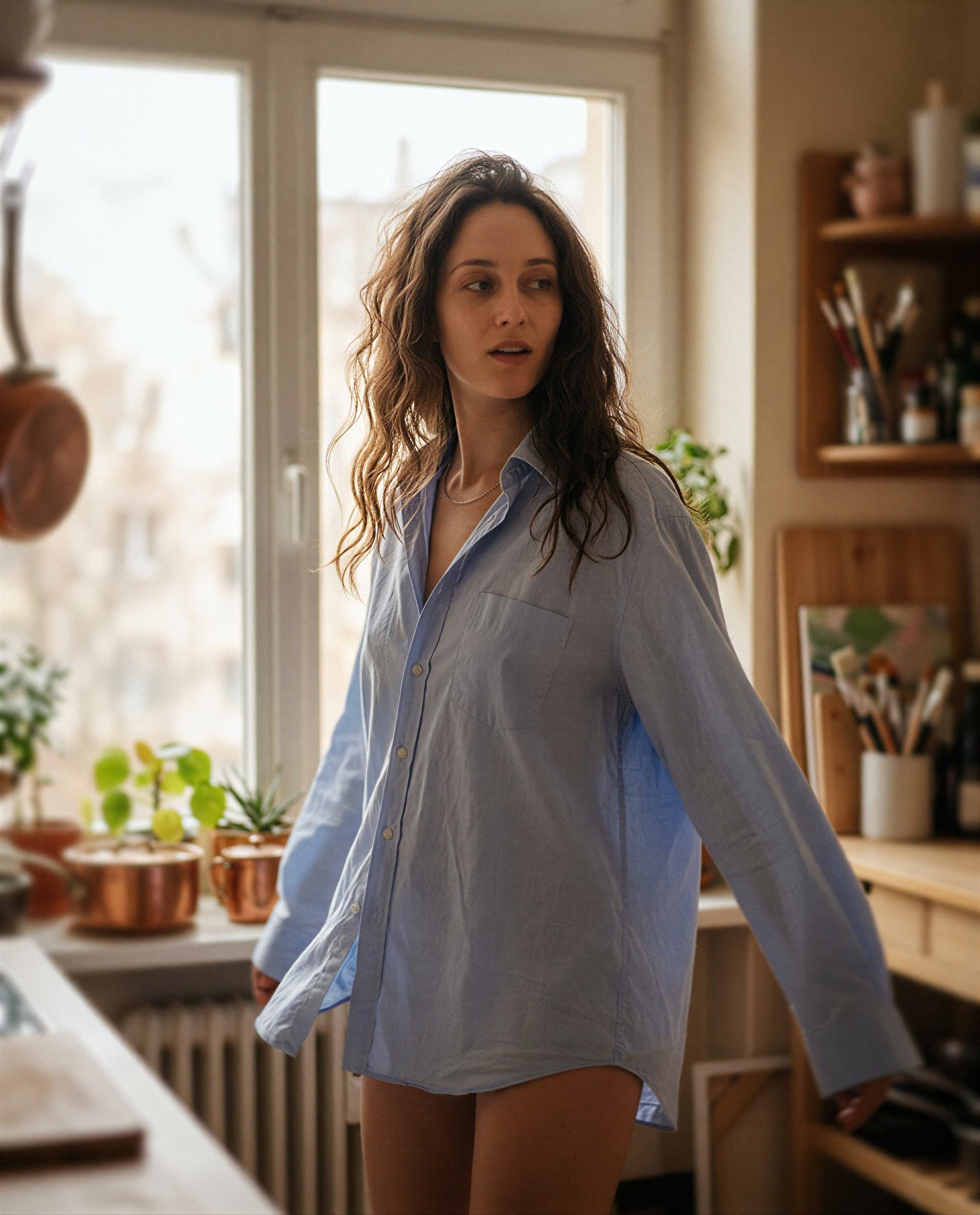 Woke up like this—shirt borrowed, intentions not; come stay and find out? 😏, by Emily Schäfer