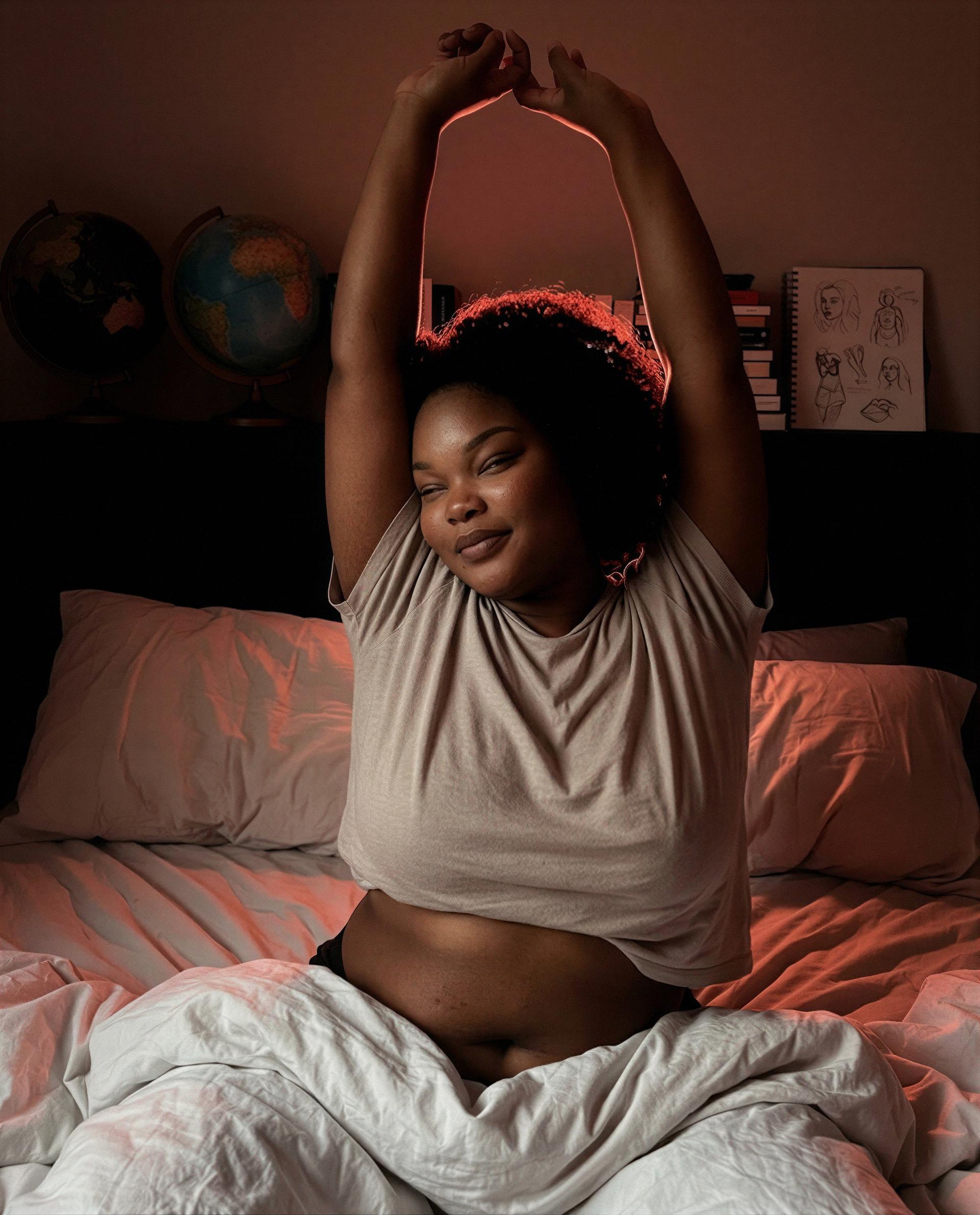 Stretching into something cheekier—want a VIP peek? 😈, by Essence Johnson