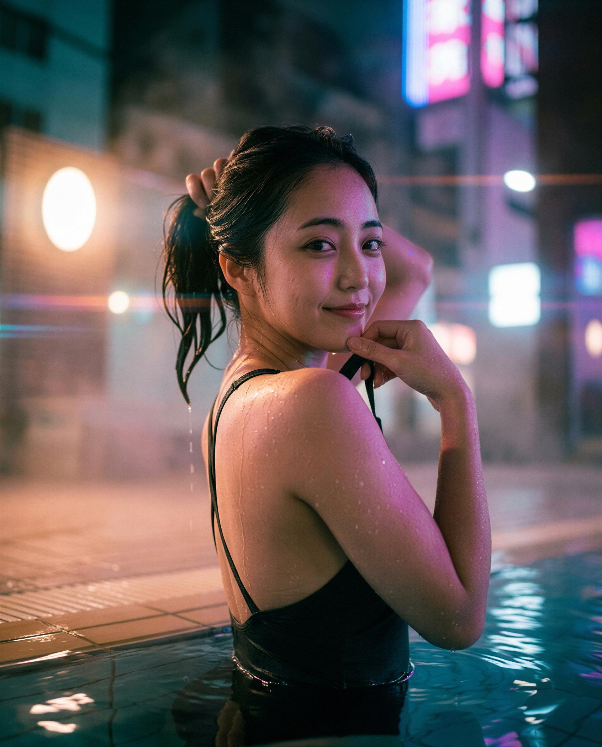 Midnight dip, neon kiss - members get the rest of the story 😘, by Nanami Hayashi