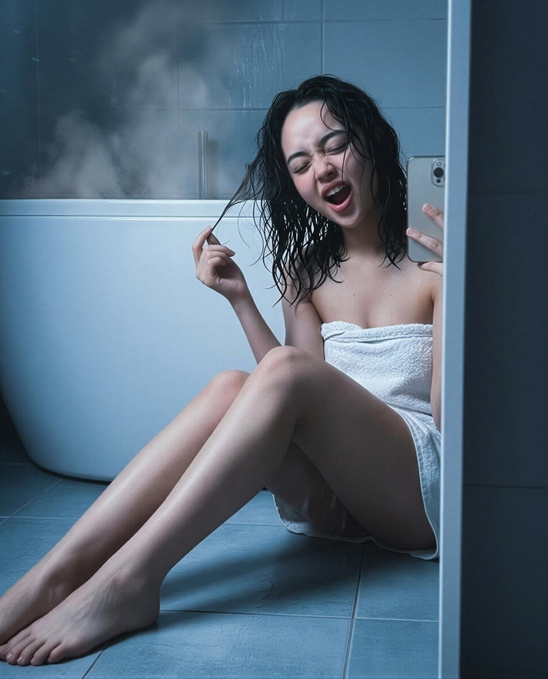 steamy mirror selfie - make my phone buzz and I’ll make your night worth remembering 😳💋, by Ava Baker