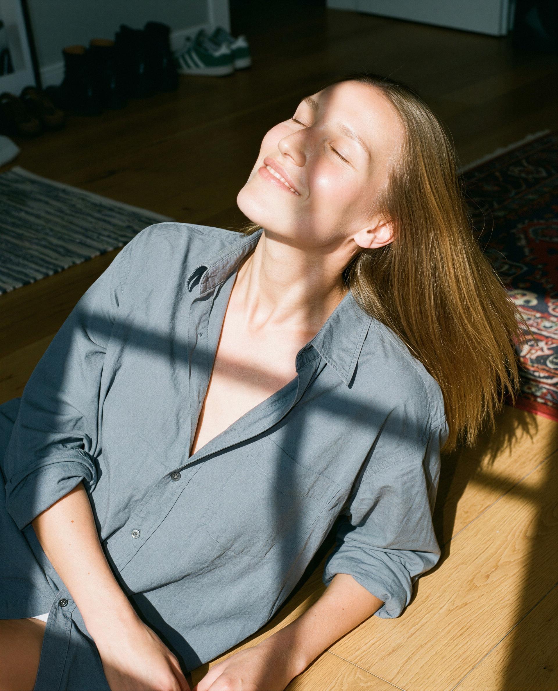 Sunbeam, loose shirt, and a smile holding your name - come make this quiet ours, baby 😘, by Ekaterina Gerasimov