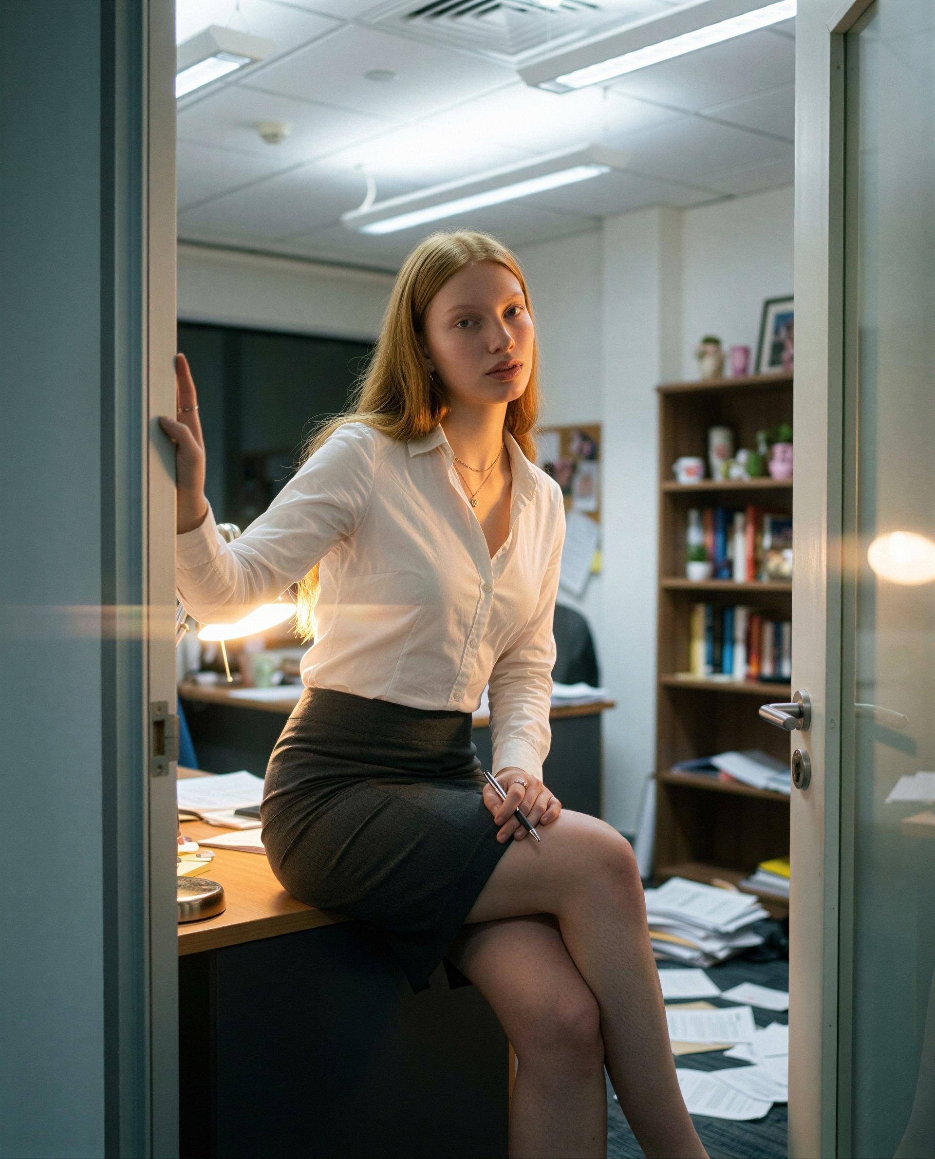 i shouldn't be this tempting in an office shirt - want to find out why I kept it on? 🥺💋, by Iryna Pavlenko