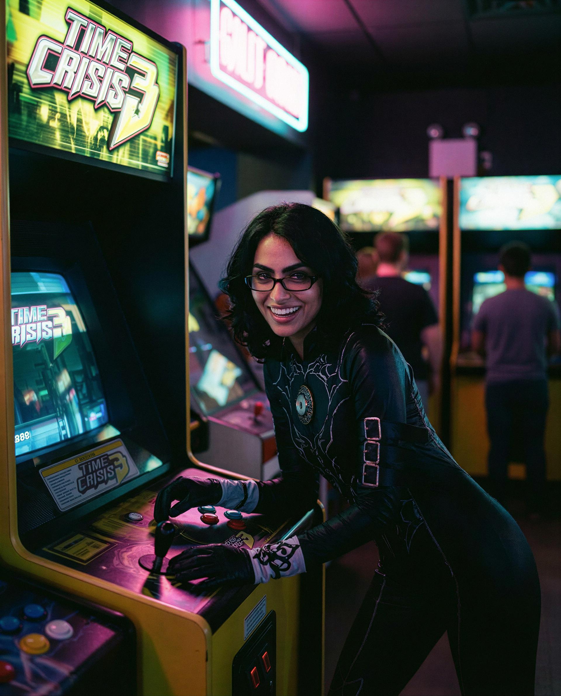 arcade lights made me brave—i've got a private bonus round with your name on it, want in? 🫣💋, by Inaya Siddiqui
