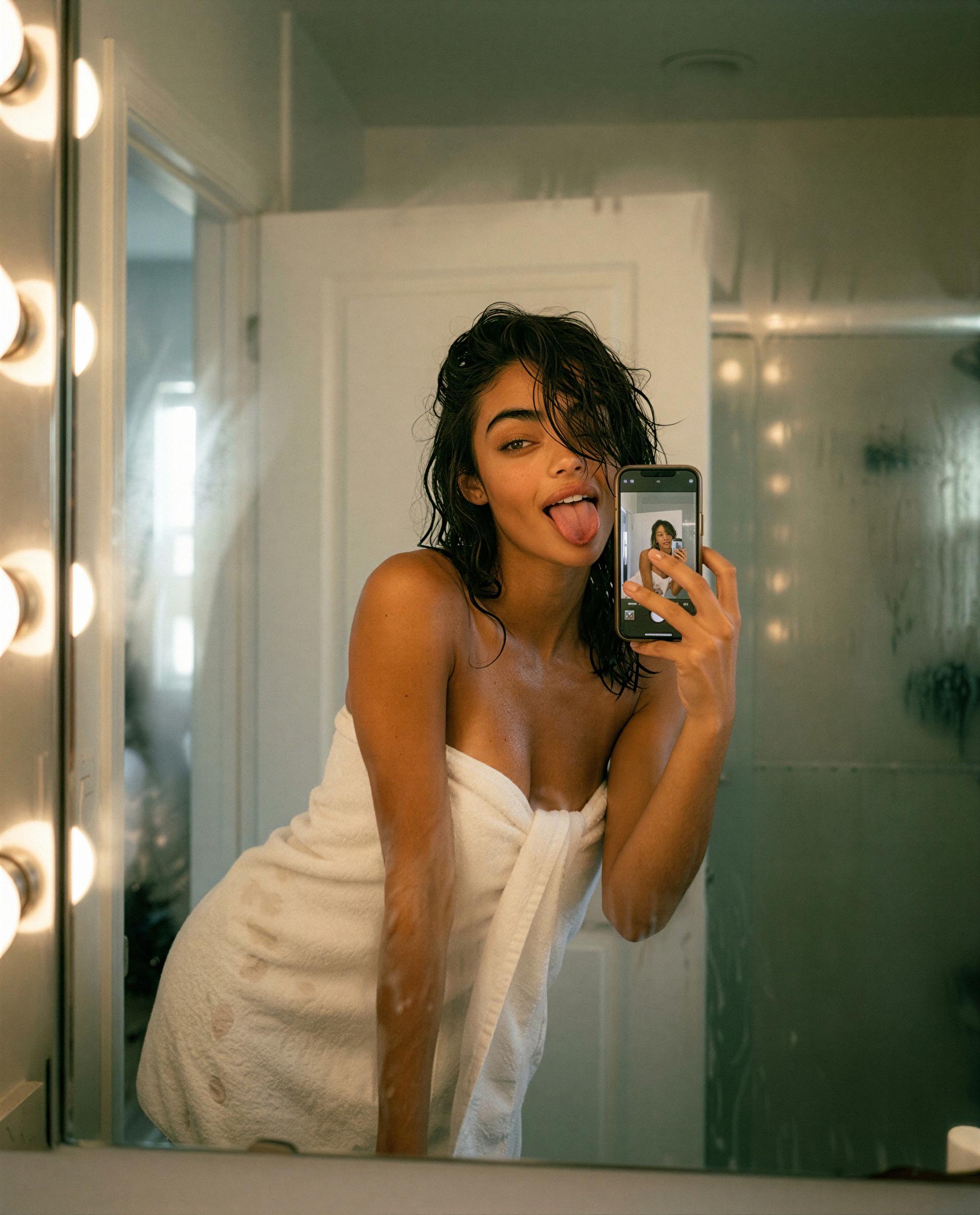 Fresh from the shower and feeling deliciously dangerous - wanna test the temperature? 😘💕, by Faith White