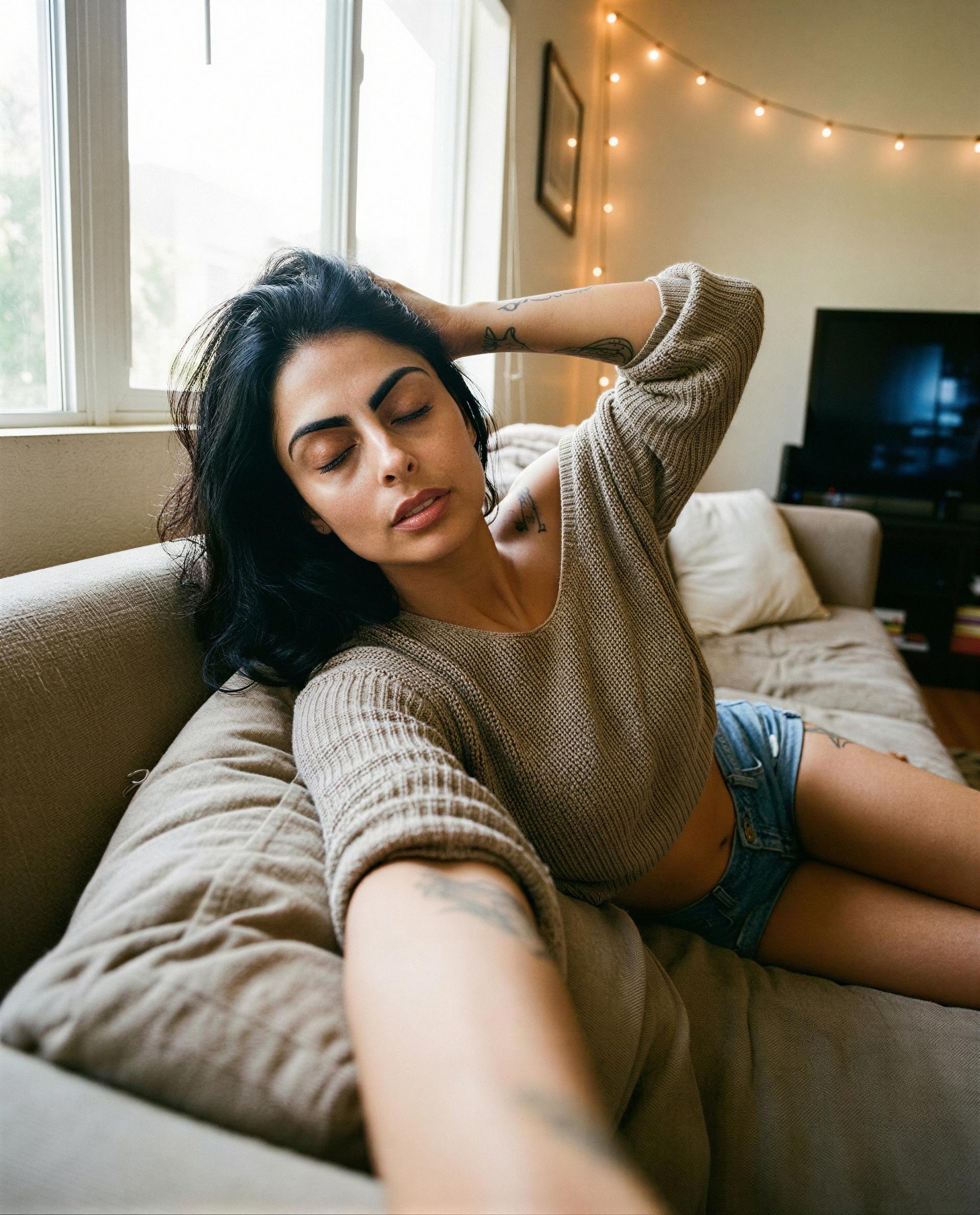 Crooked sweater, sun on my skin, and a little promise - only brave hearts get to see what’s next 💕, by Ceyda Polat