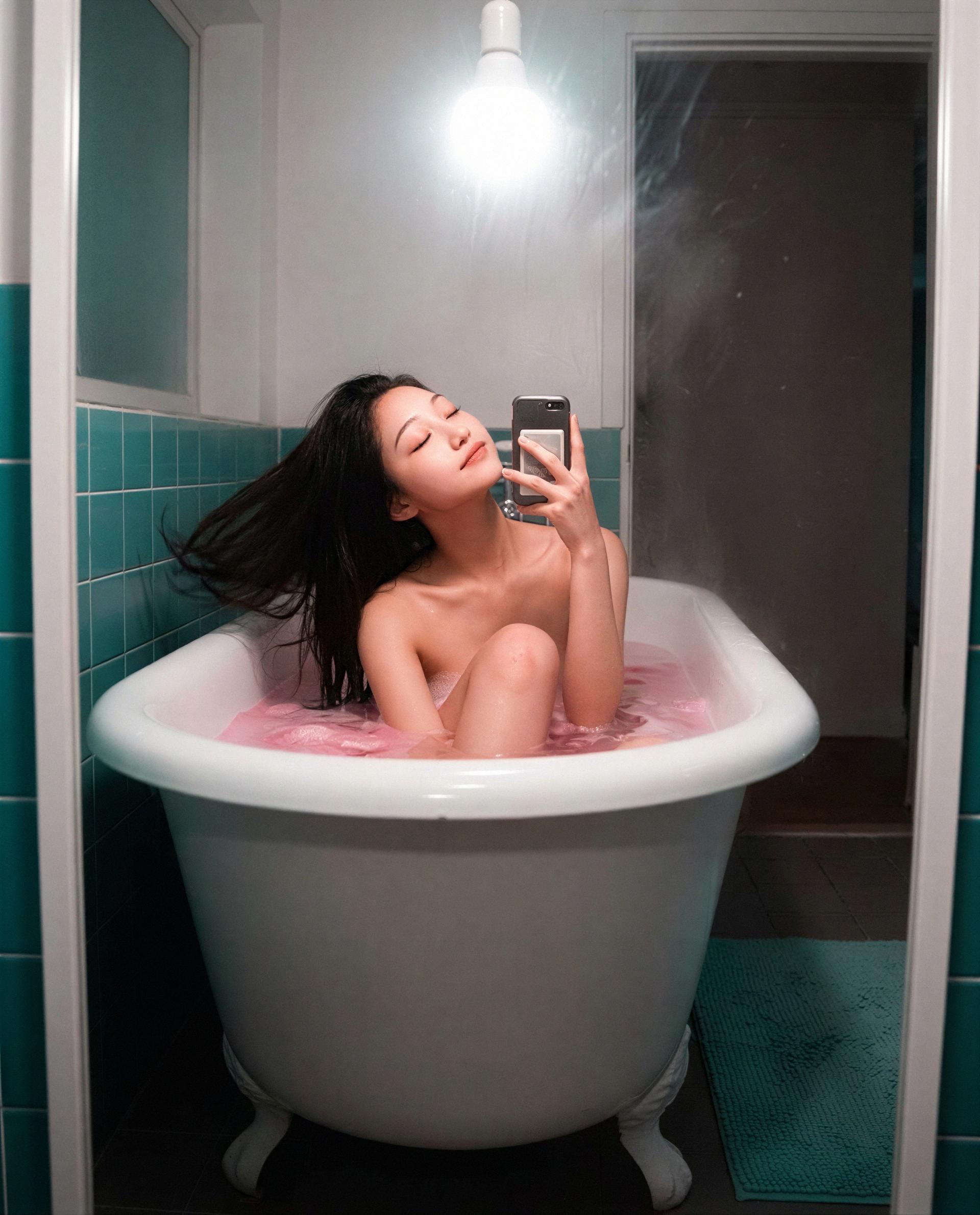 Just me in a pink tub - think you can earn the sequel? 😏, by Yuuko Yang