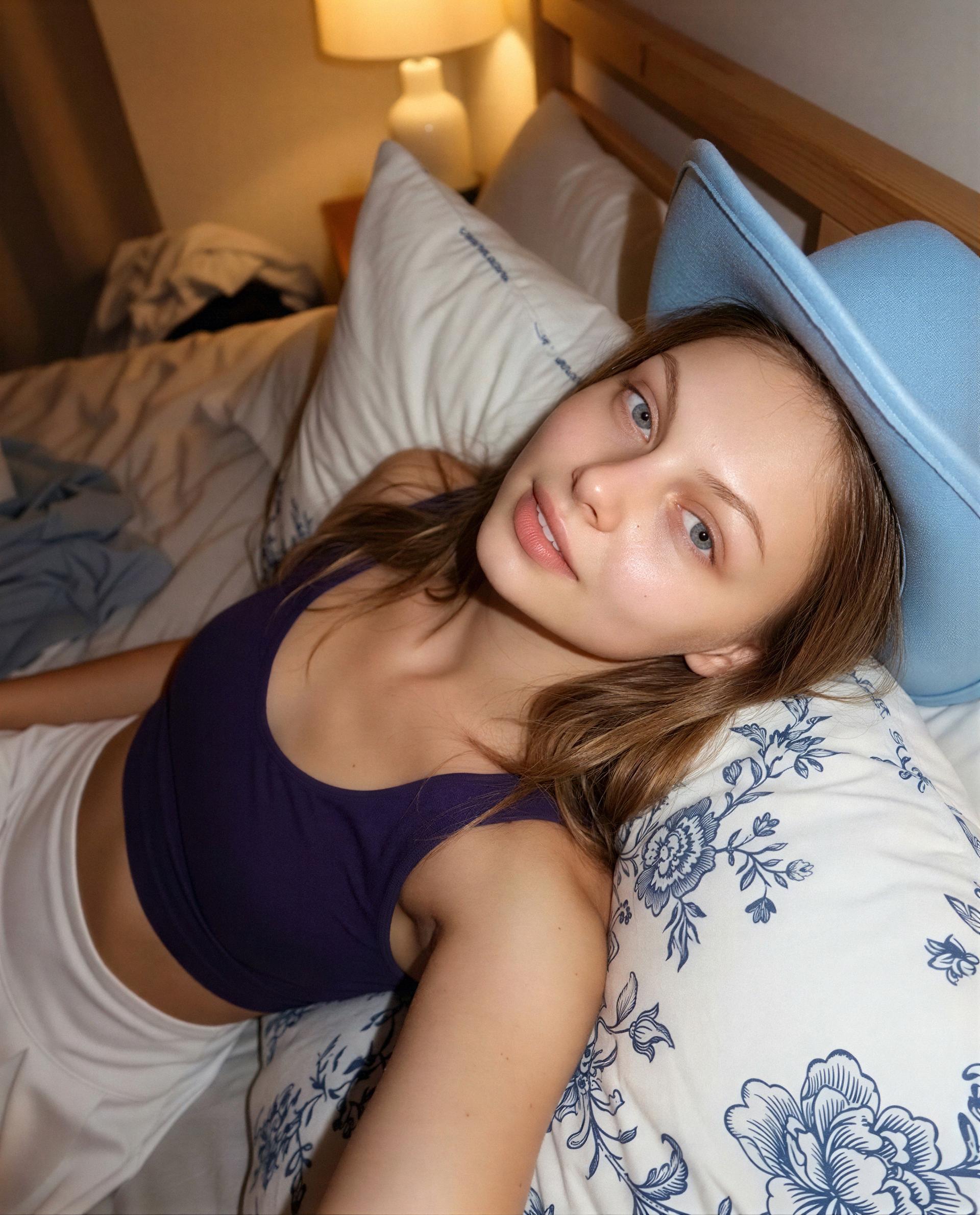 Just me, a blue hat, and a little mischief - want the full view, baby? 💕, by Tatiana Ivanova