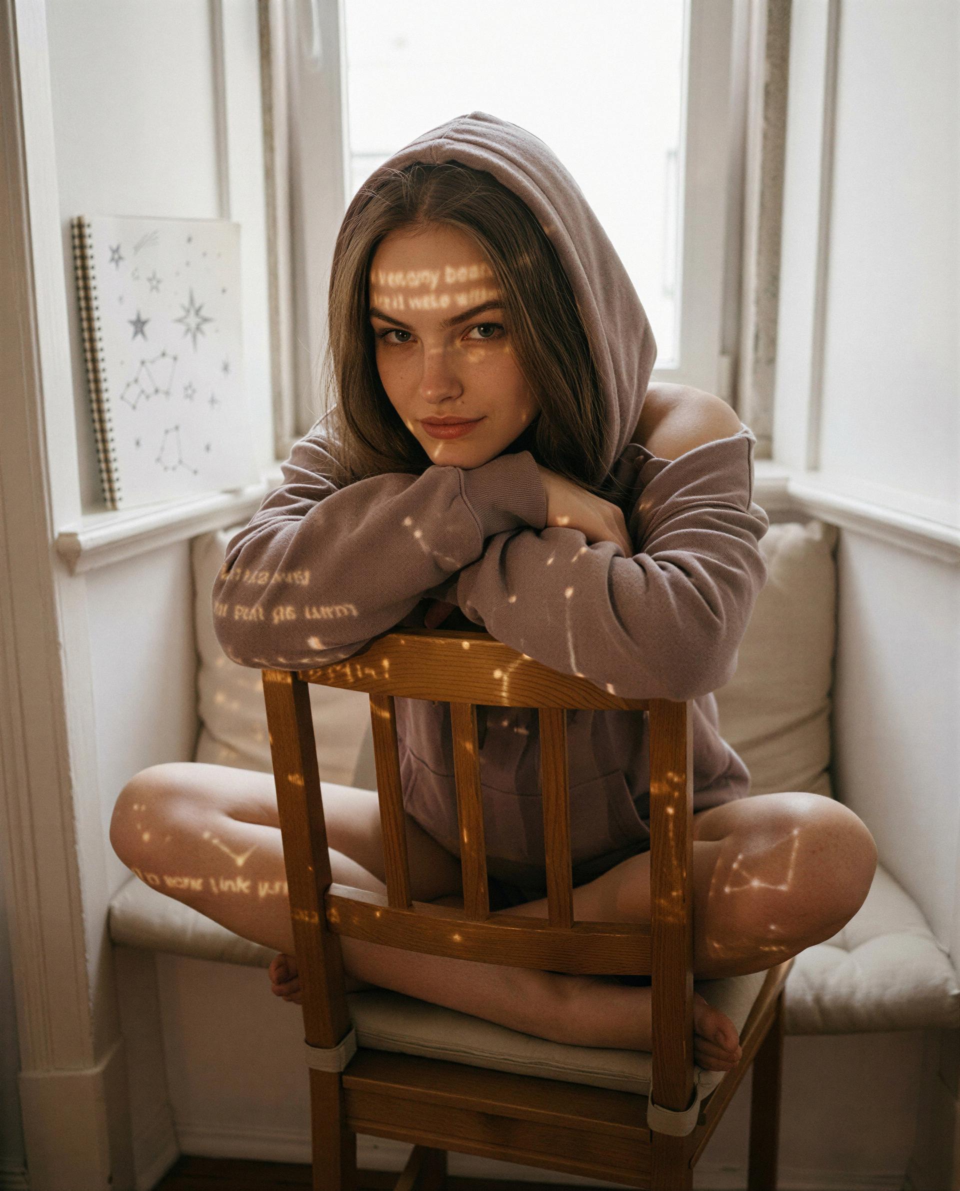 Hood up, constellations on my skin - come closer and I’ll whisper the secret you didn’t know you wanted 😈✨, by Margarida Martins