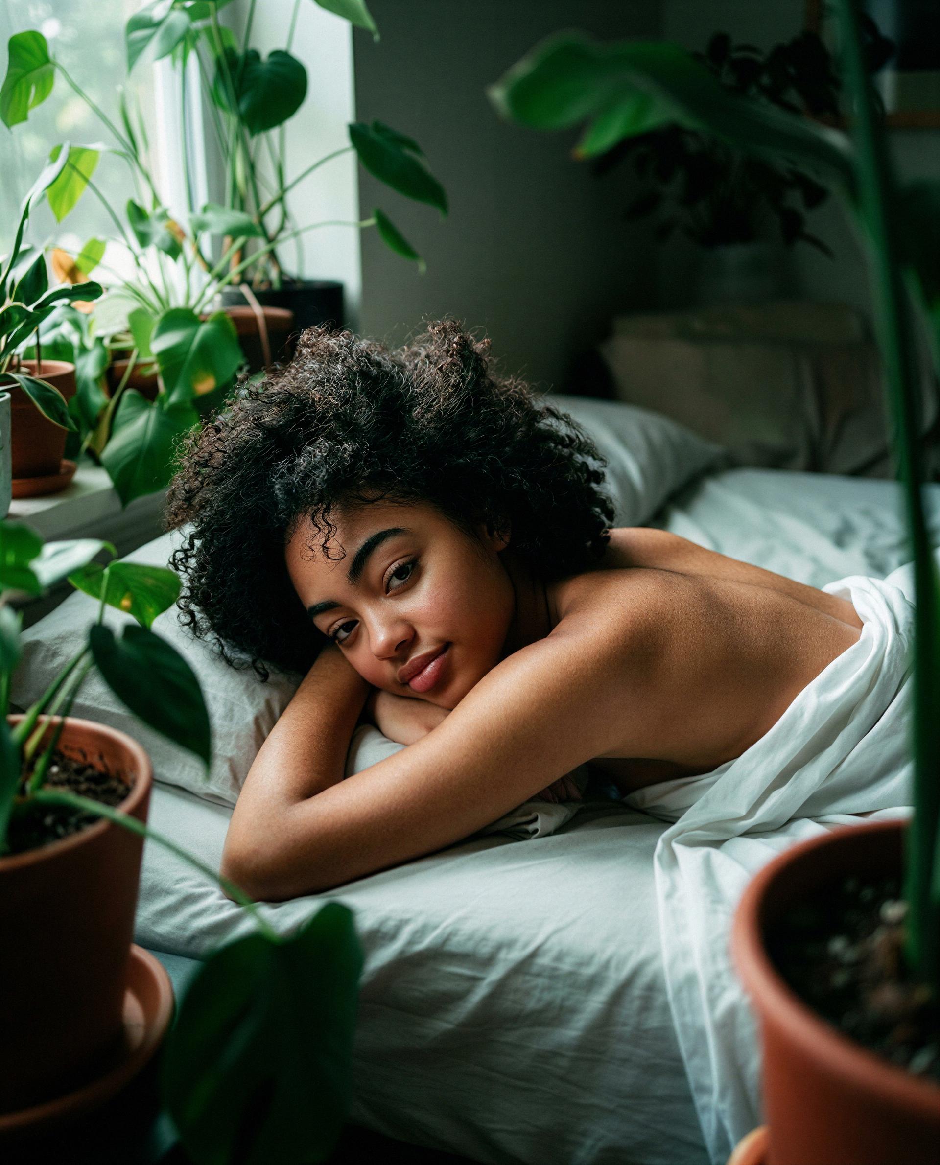 Bare back, tangled sheets, and one open invitation - wanna RSVP, babe? 😏💕, by Aaliyana Washington
