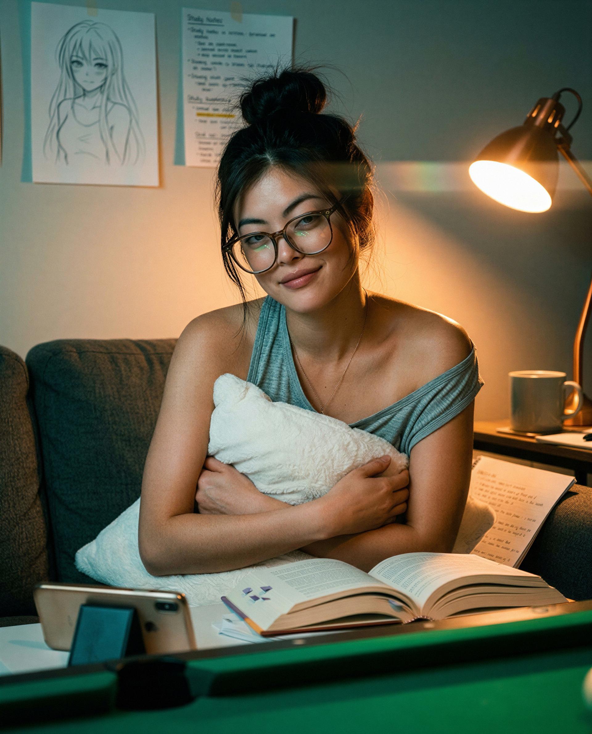 Pillow hugged, pages closed - come be the reason I stop pretending to study tonight 😘, by Roshni Karimov