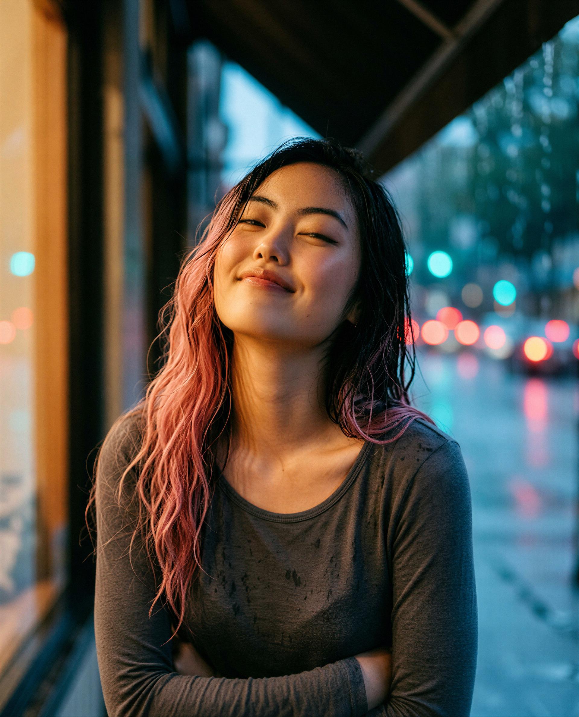 Rain-kissed and feeling dangerous—care to find out? 😉, by Min-Ji Kwon