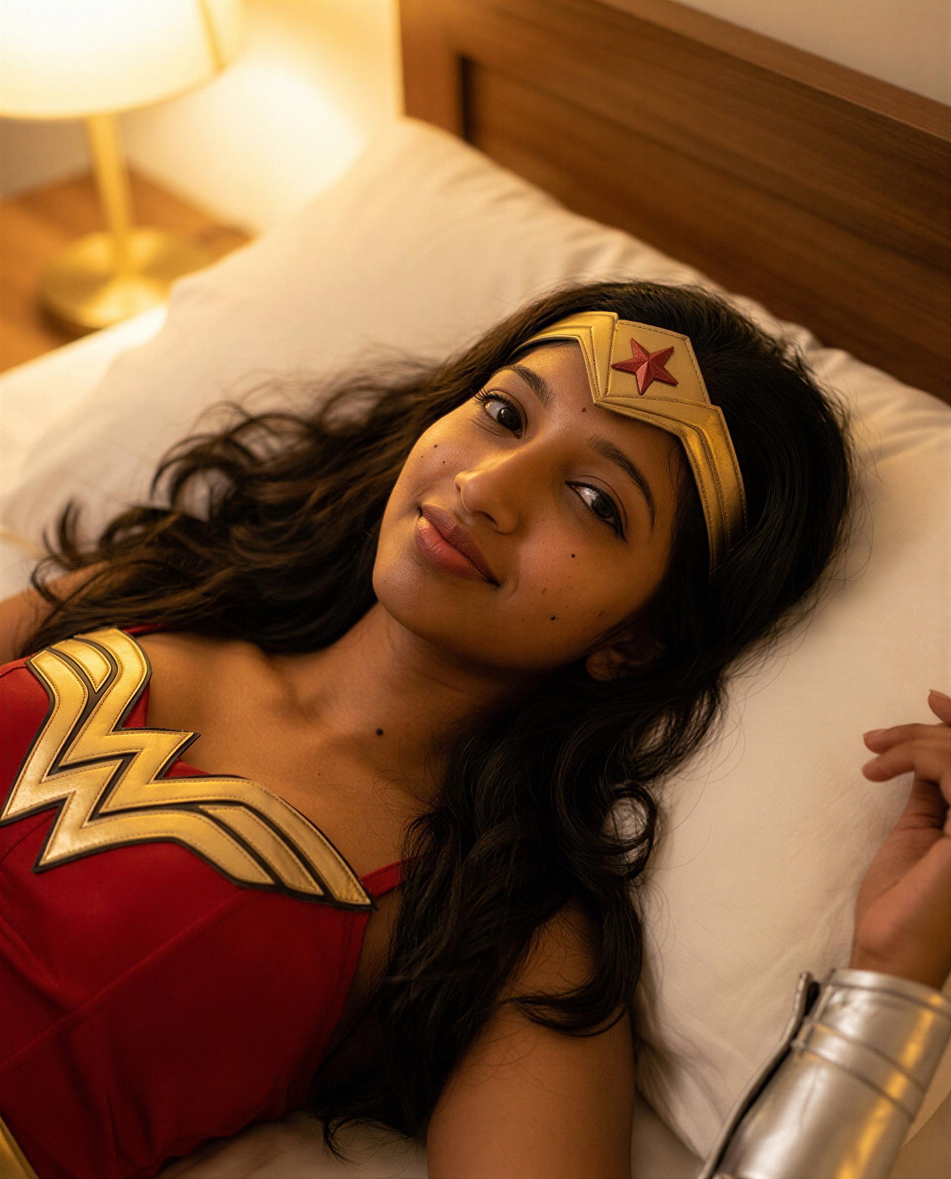 Wonder Woman's resting - tempt me and I might swap the tiara for something a lot more fun. 😏, by Megha Mirza