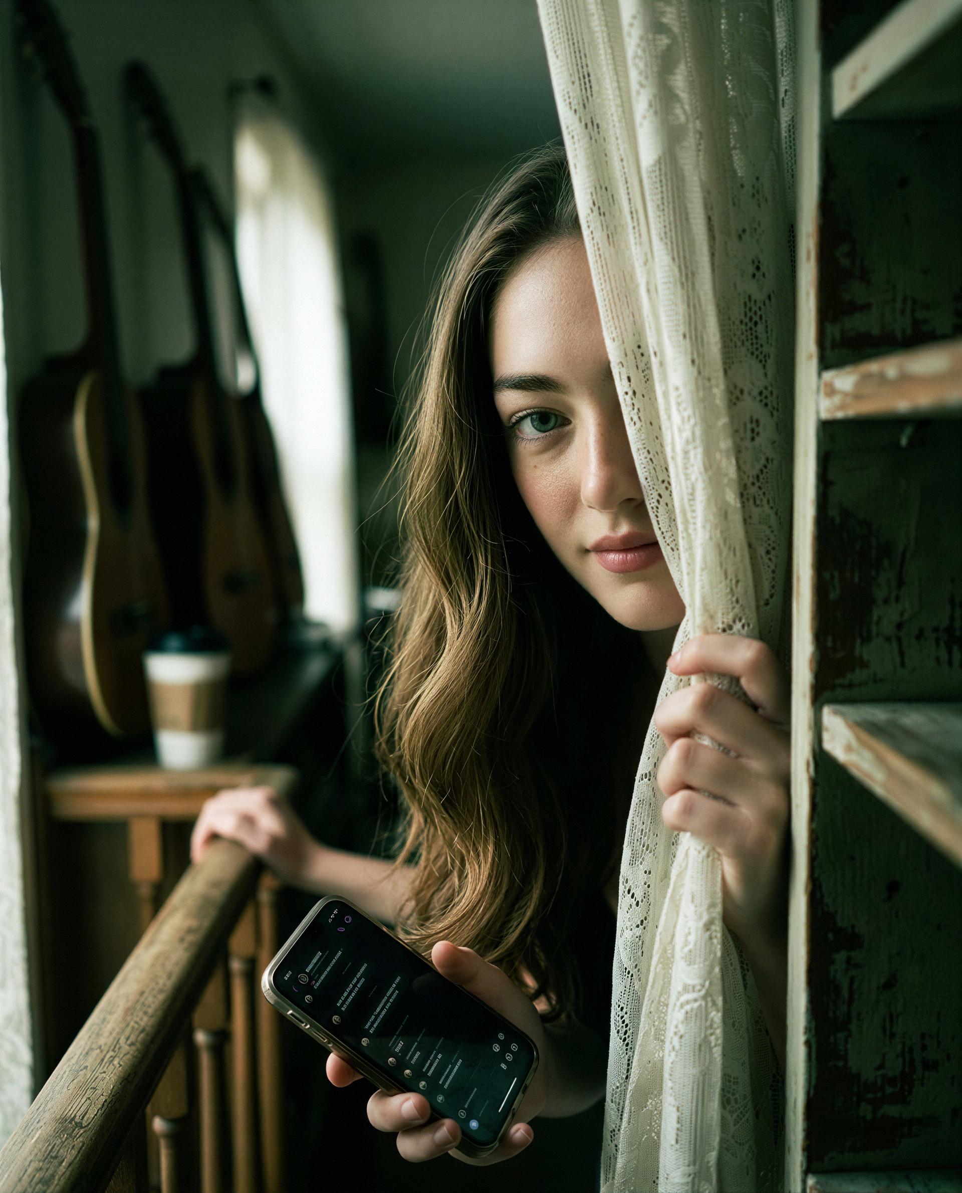 I've been waiting behind this curtain—want in on my little secret? 😉, by Hélène Davidson
