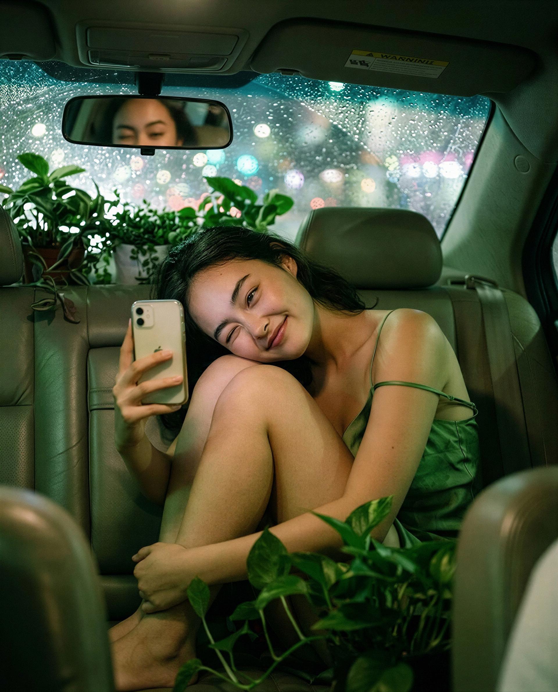 Rain-kissed and tucked between my plants - wanna be the reason I stay up tonight? 😉💕, by Aisha Nguyen
