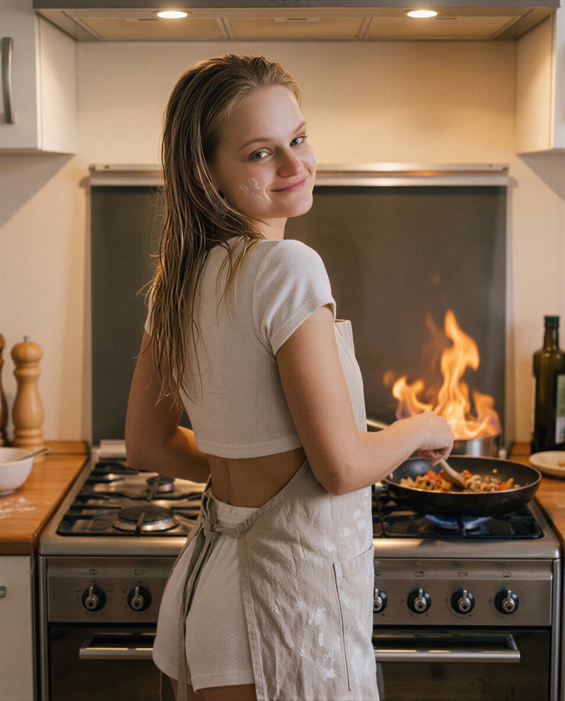 stove’s hot, flour’s everywhere, and i saved one sinful taste for a single lucky guest—brave enough? 😳, by Elodie Moreau