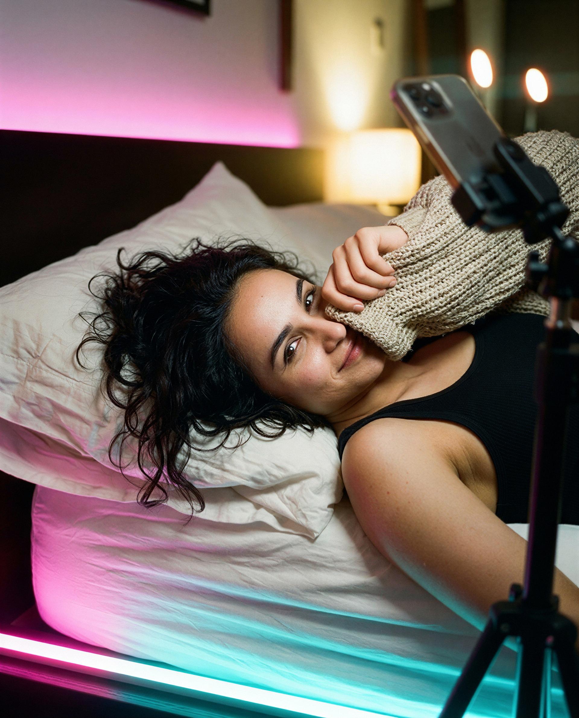 Pillow, lights, and me - tip the right way and I’ll give you a private midnight show. 😘, by Fariha Chatterjee