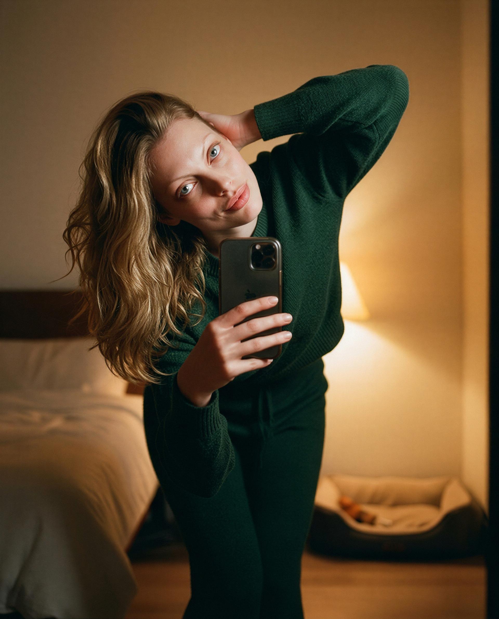Bedside lamp, messy hair, and one very private show - want to be my favorite subscriber? 😉💕, by Gabrielle Durand