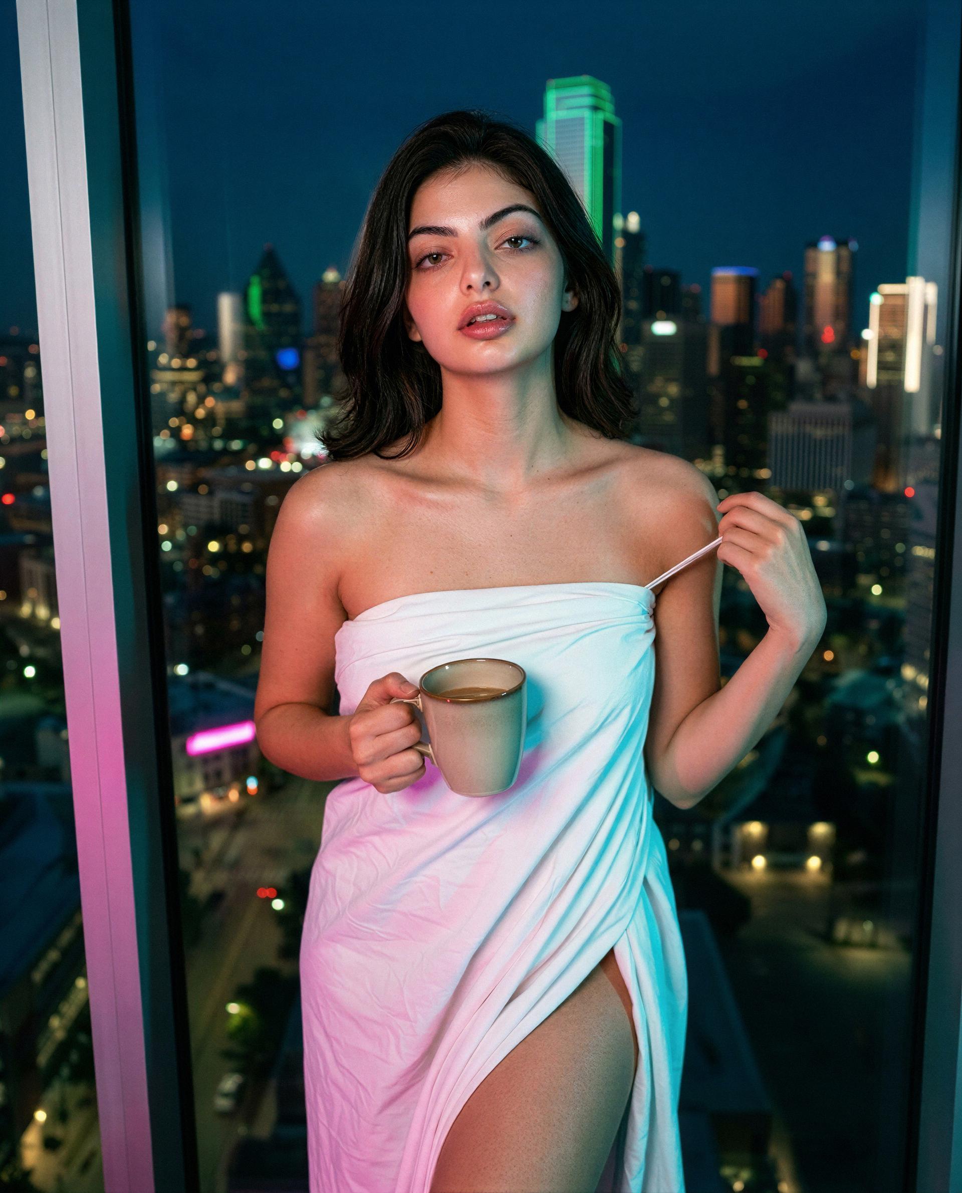Wrapped in sheets and dangerously close—want to make this skyline jealous? 😉, by Aisha Ahmed