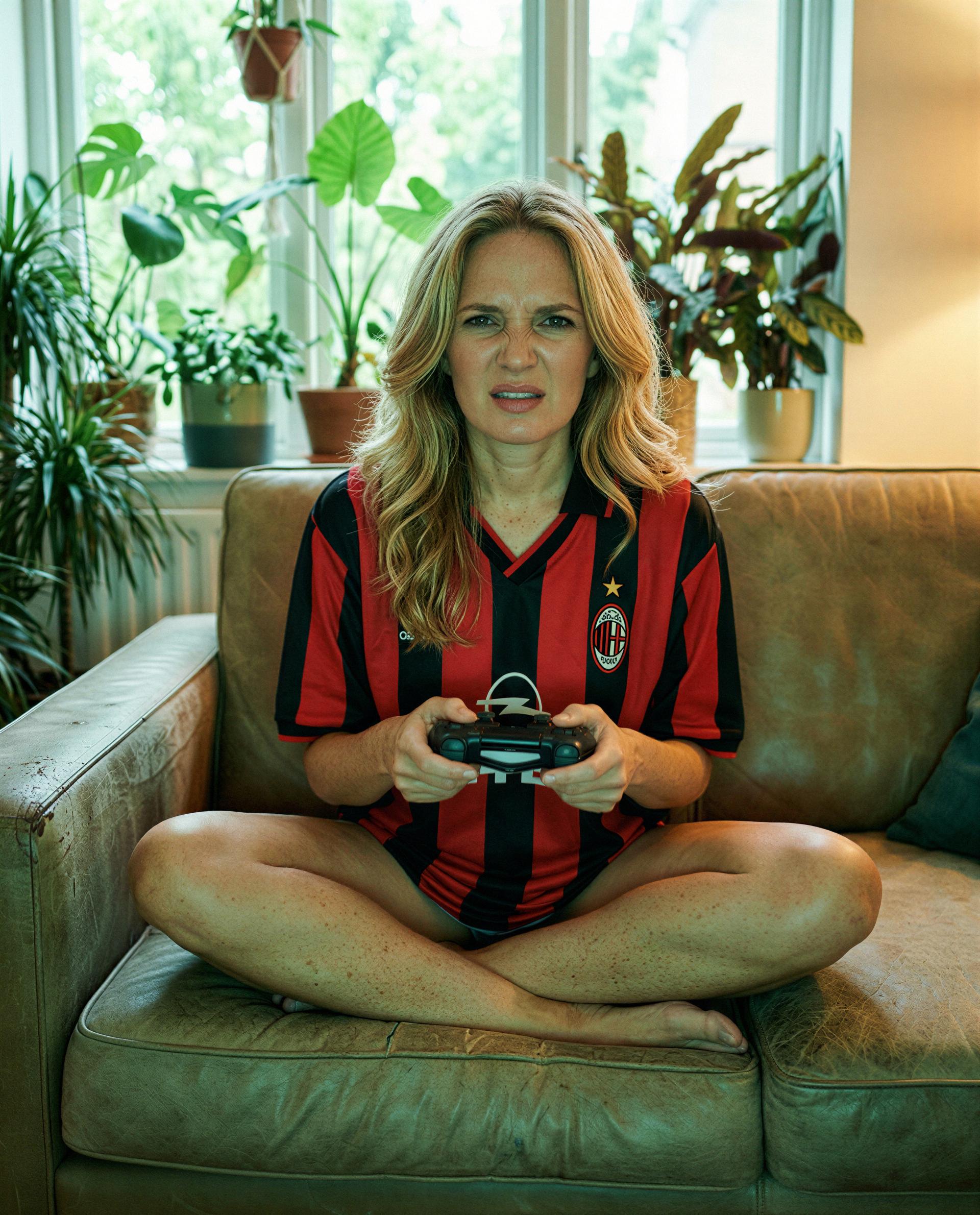 Controller in hand, game face on—bet you'd love to be the one who makes me lose control 😉, by Alessia Santi