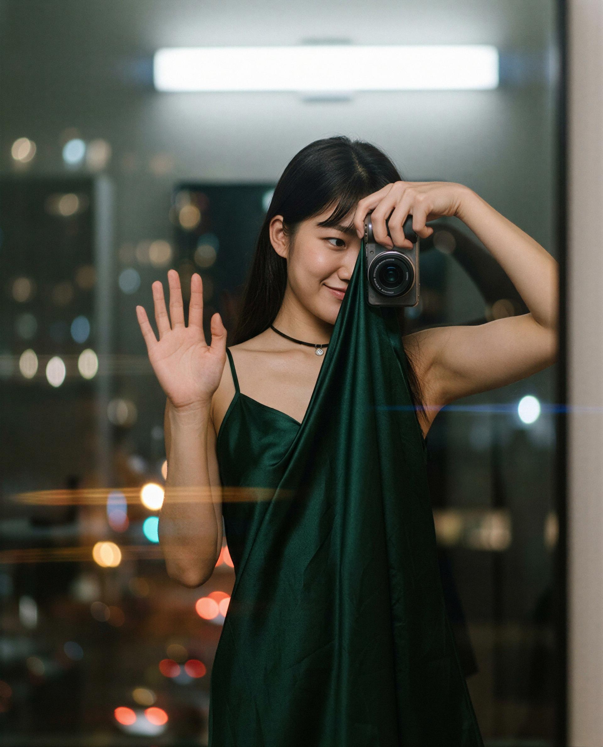 Satin, smiles, and a little invite—think you can handle the rest?, by Mai Choi