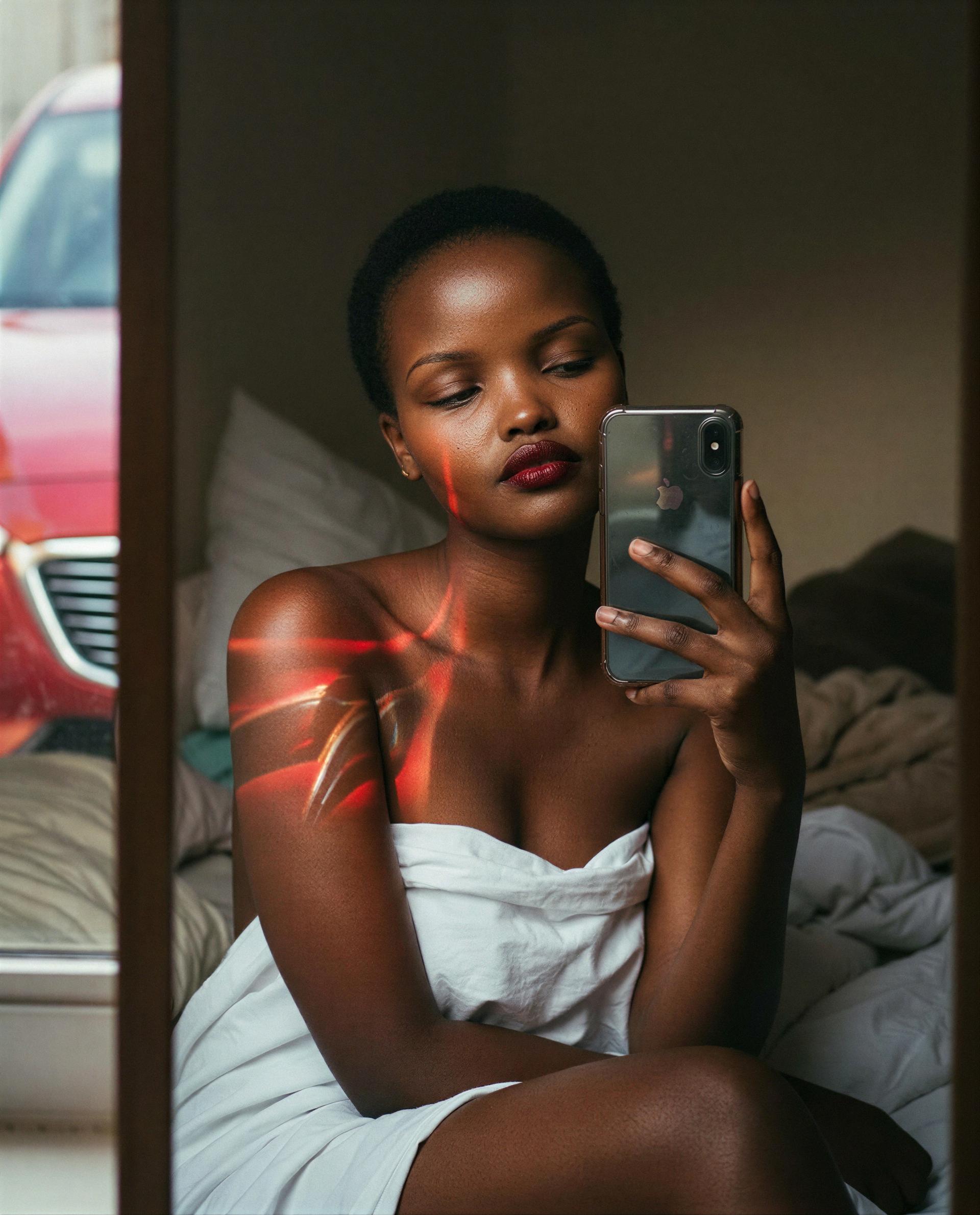 Lights, lips, and a little invitation—tempt me in my messages 💕, by Tchaba Cherif