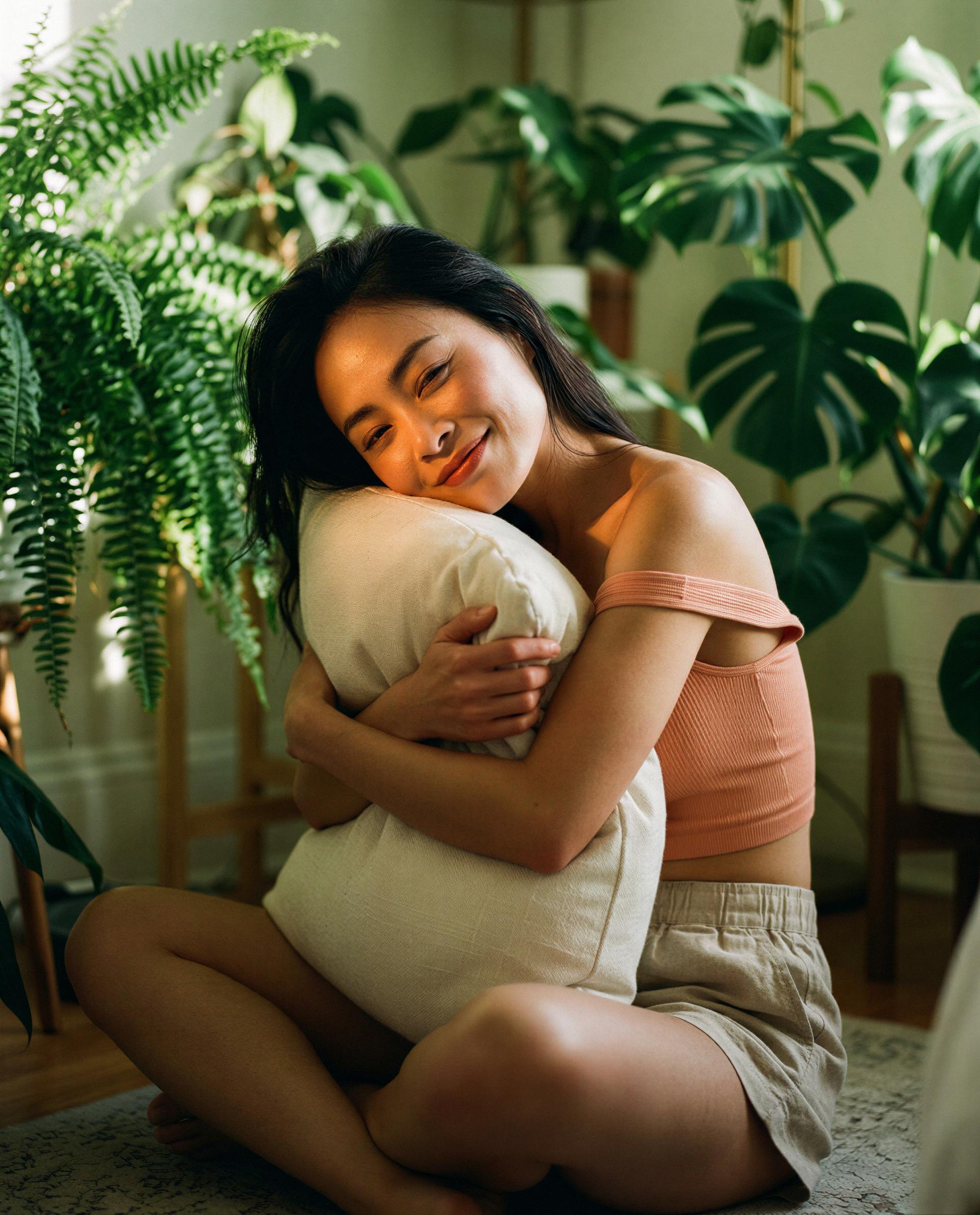 Snuggling this pillow but thinking of you—wanna join my daydream? 😘, by Tara Das