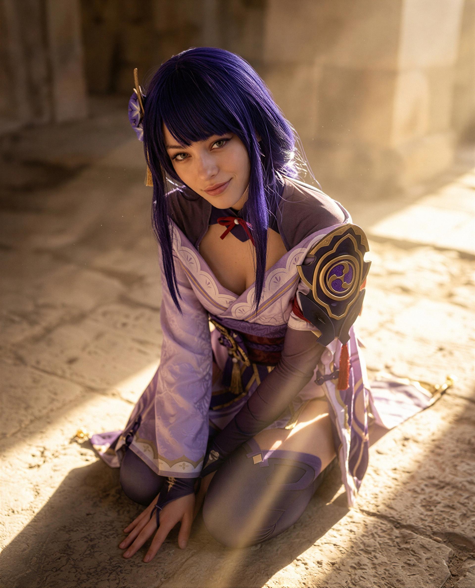 Kneeling just for you - come behind my curtain and I’ll get impossibly closer. 💜😉, by Carla Oliveira