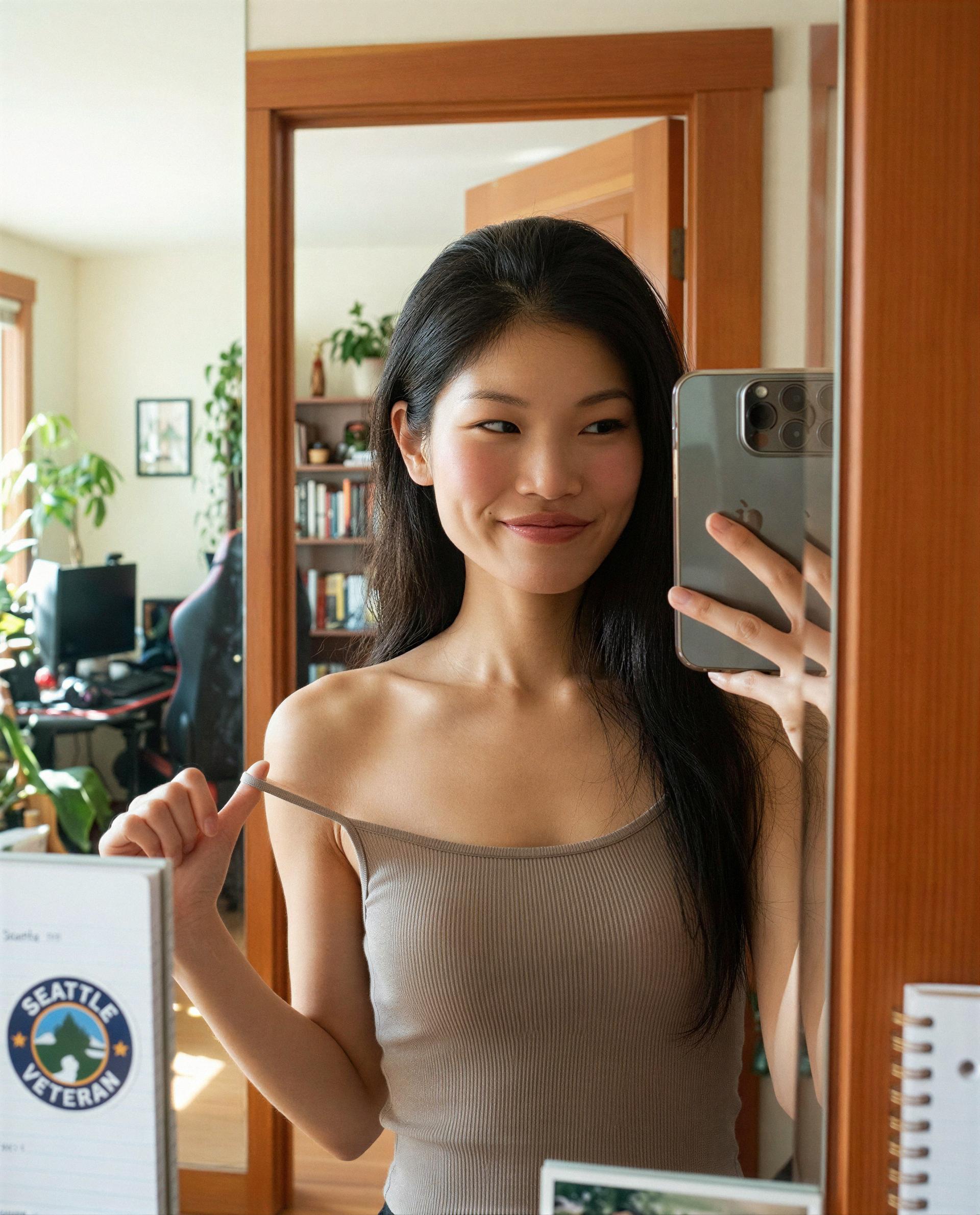 caught myself half-dressed for an audience—save the rest for my subscribers? 🫣💫, by Chloe Nguyen