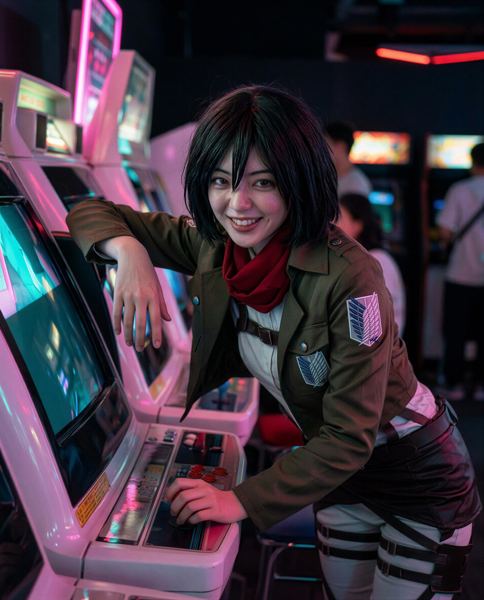 Neon lights and naughty invites—wanna hit my high score tonight? 😘, by Koharu Kamiyama