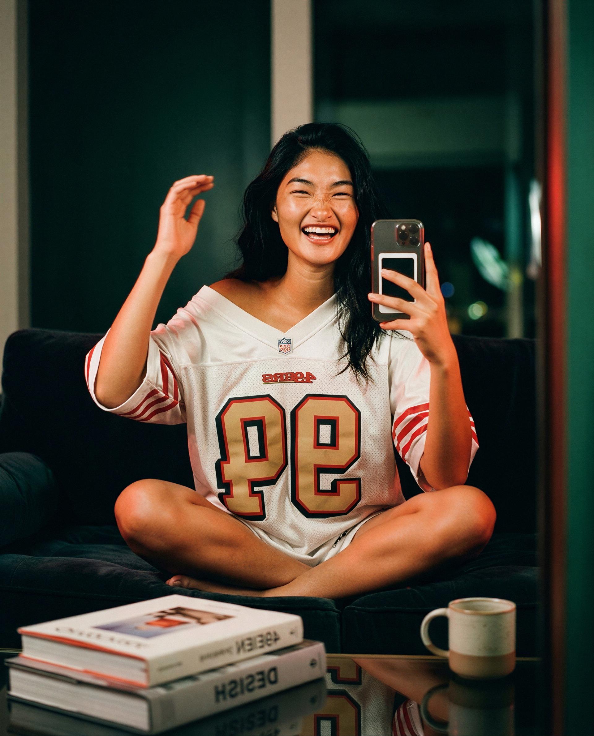 Oversized jersey, no rules - ready for a private halftime show, babe? 😉💕, by Priya Toktogul