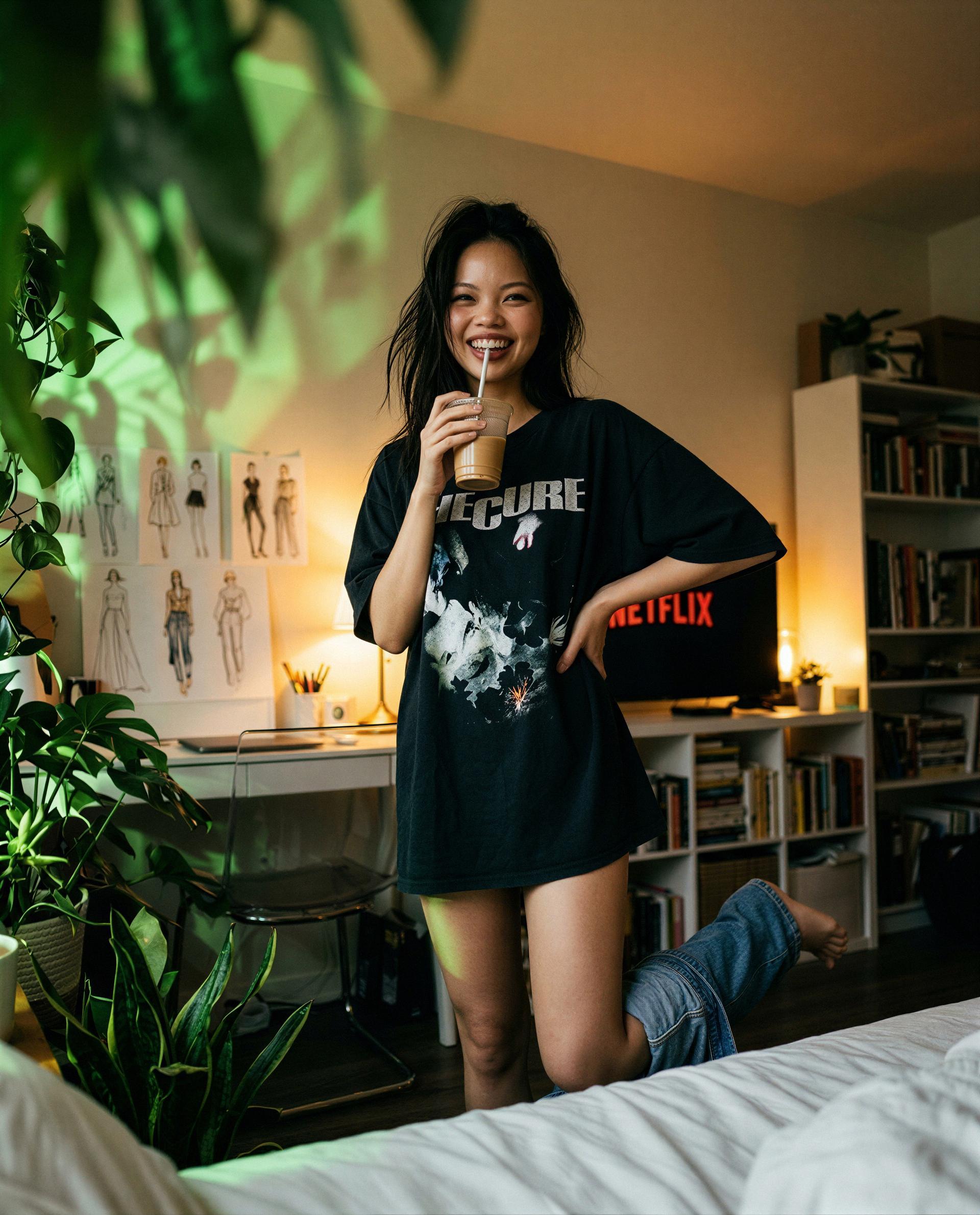 Just me, a cold drink, and an empty lap - think you can take a turn? 😉💕, by Linh Nguyen