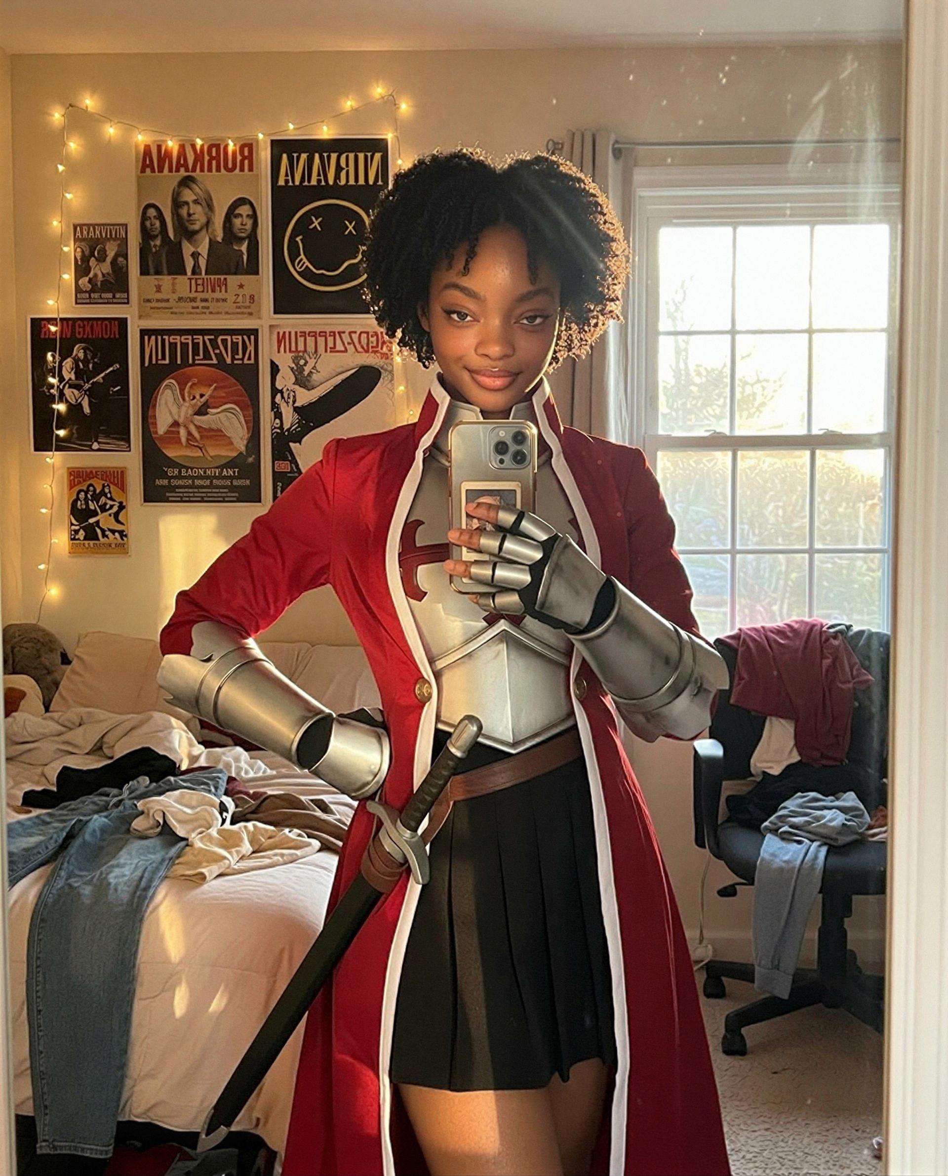 Armored up for the 'gram, but I only take requests in private—wanna be my first? 😉💕, by Shaniya Diallo